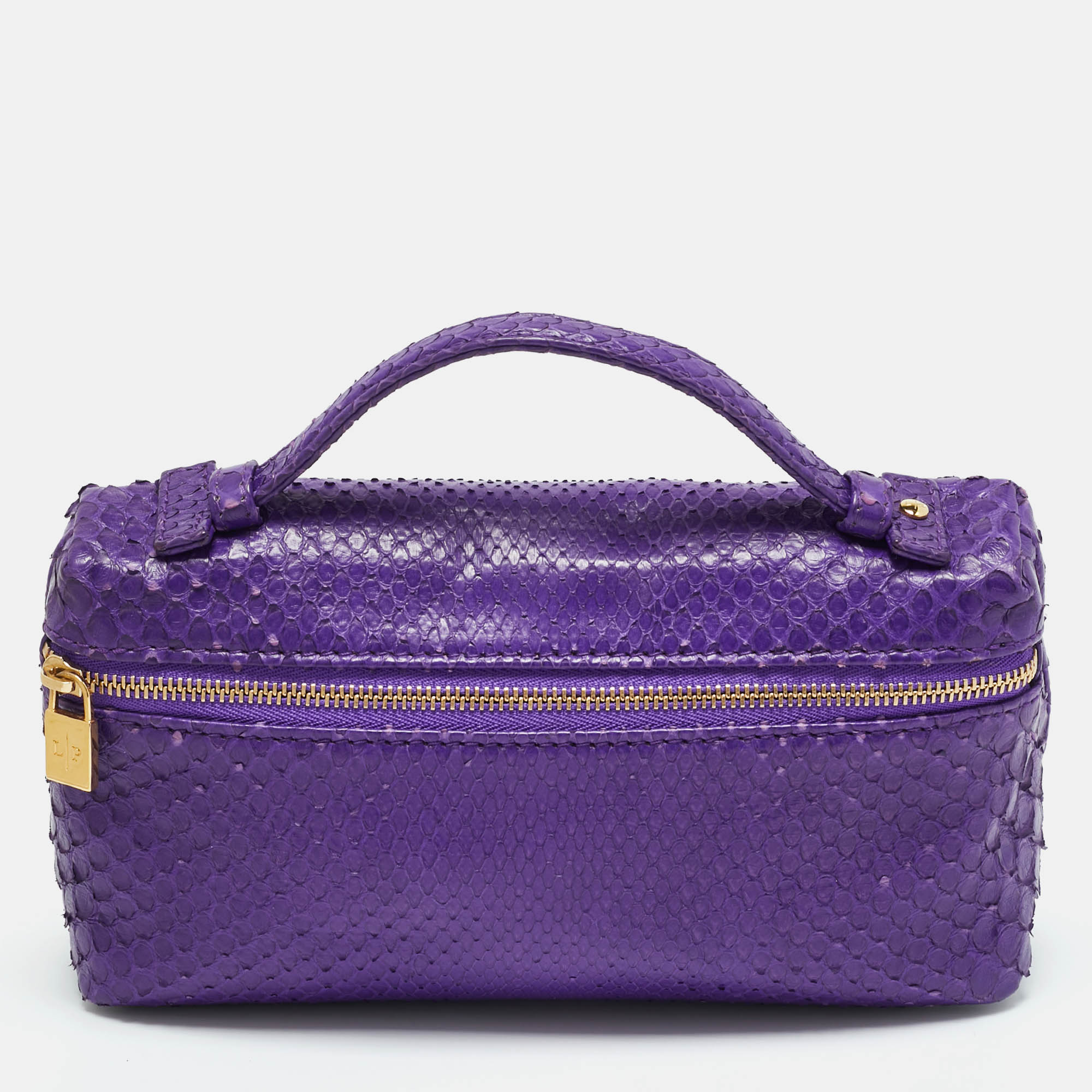 Pre-owned Loro Piana Purple Snakeskin Extra Pocket L19 Pouch