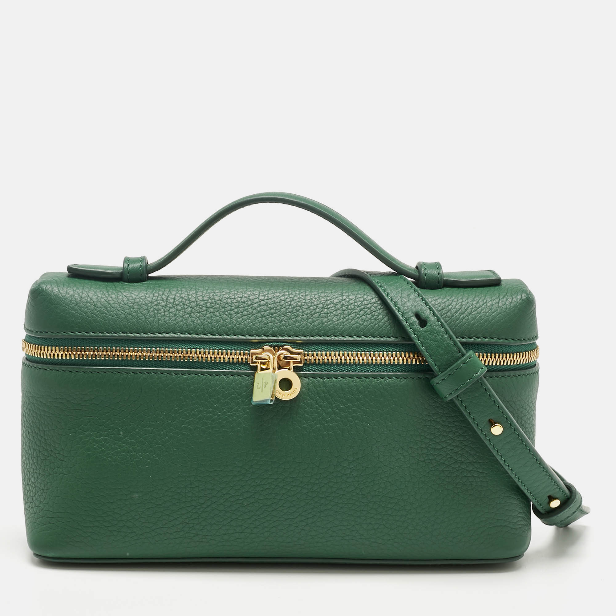 

Loro Piana Green Leather Extra Pocket L19 Pouch Bag