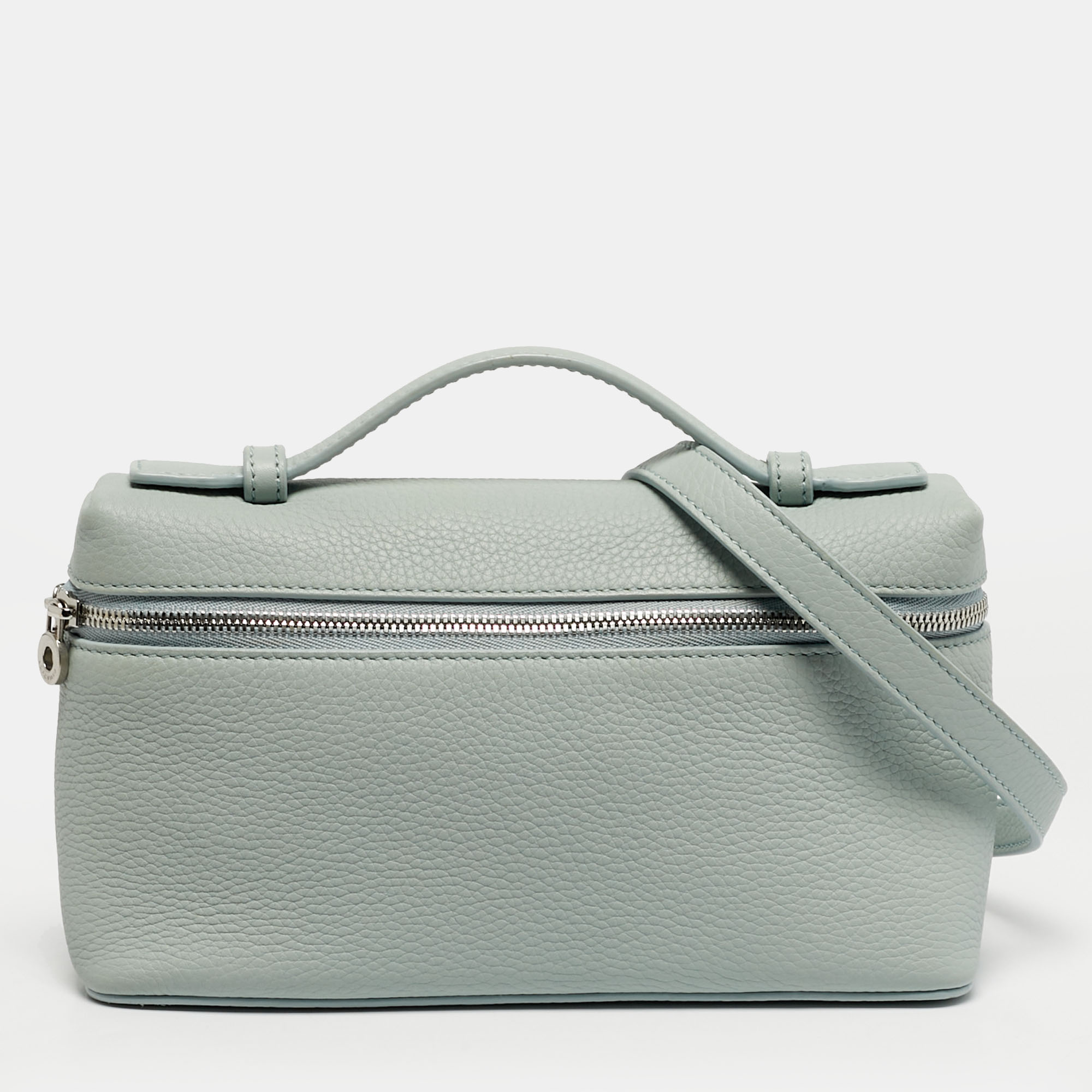 

Loro Piana Extra Pocket L19 Light Blue Leather Pouch Bag