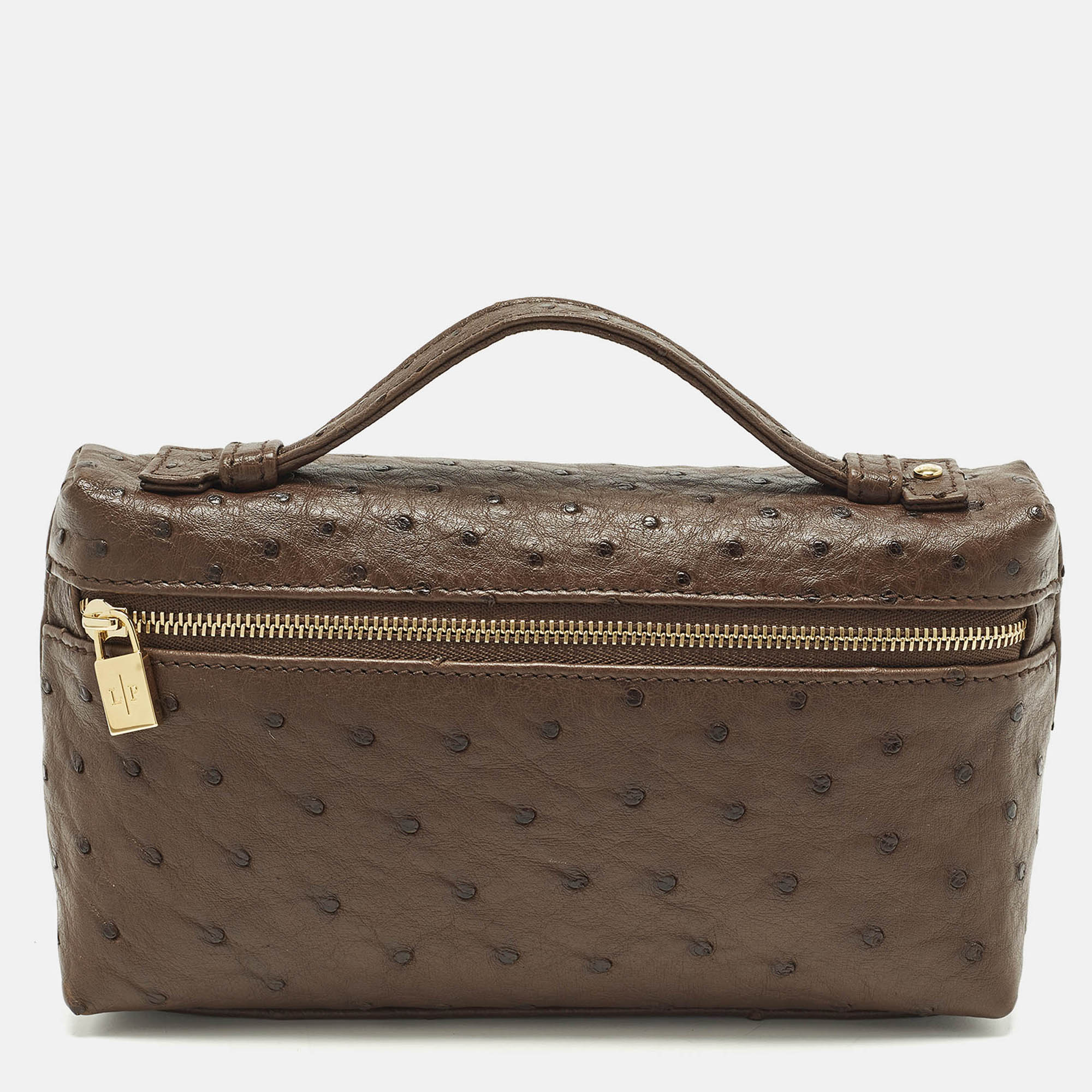 

Loro Piana L19 Extra Pocket Brown Ostrich Pouch