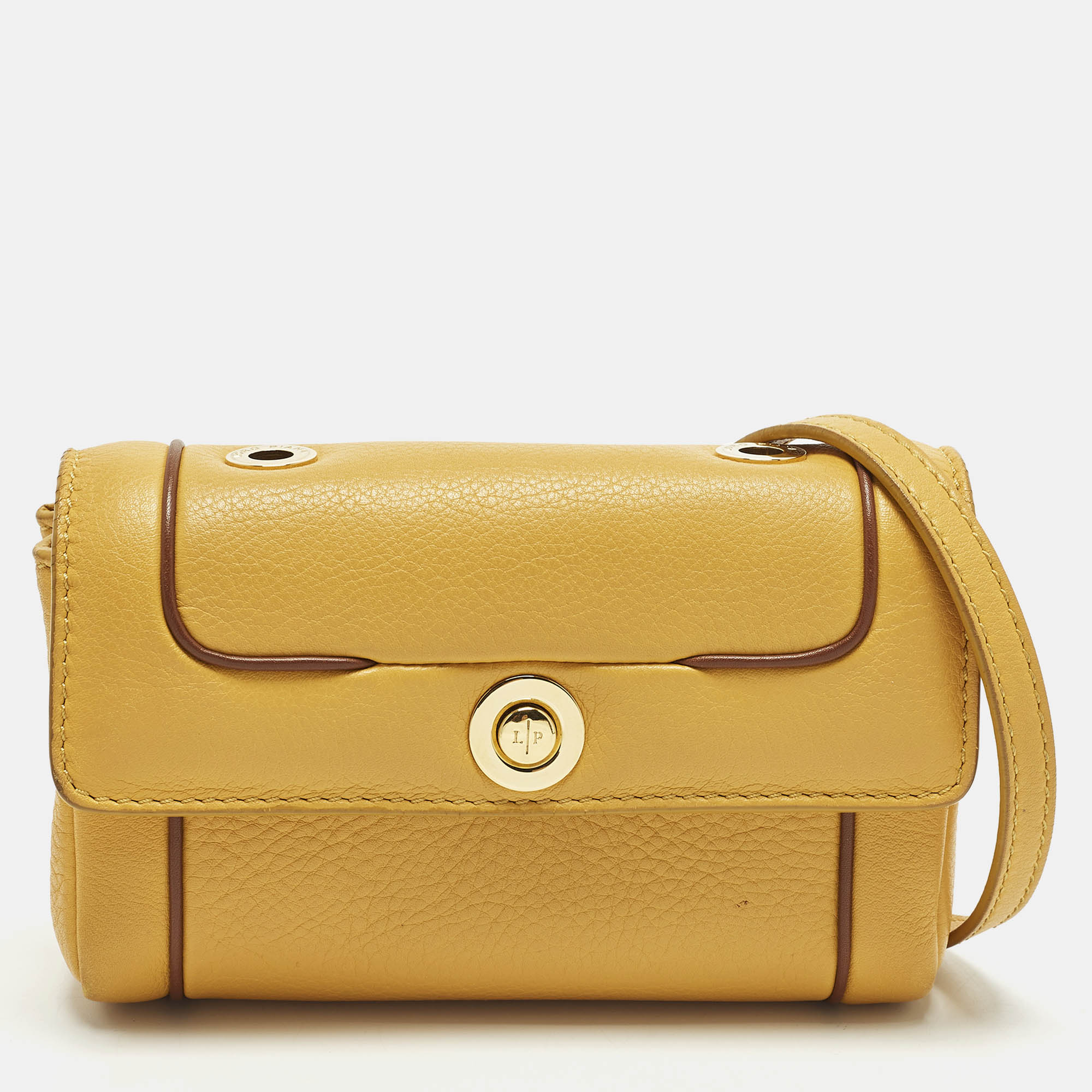 

Loro Piana Flap Mustard Leather Crossbody Bag, Yellow
