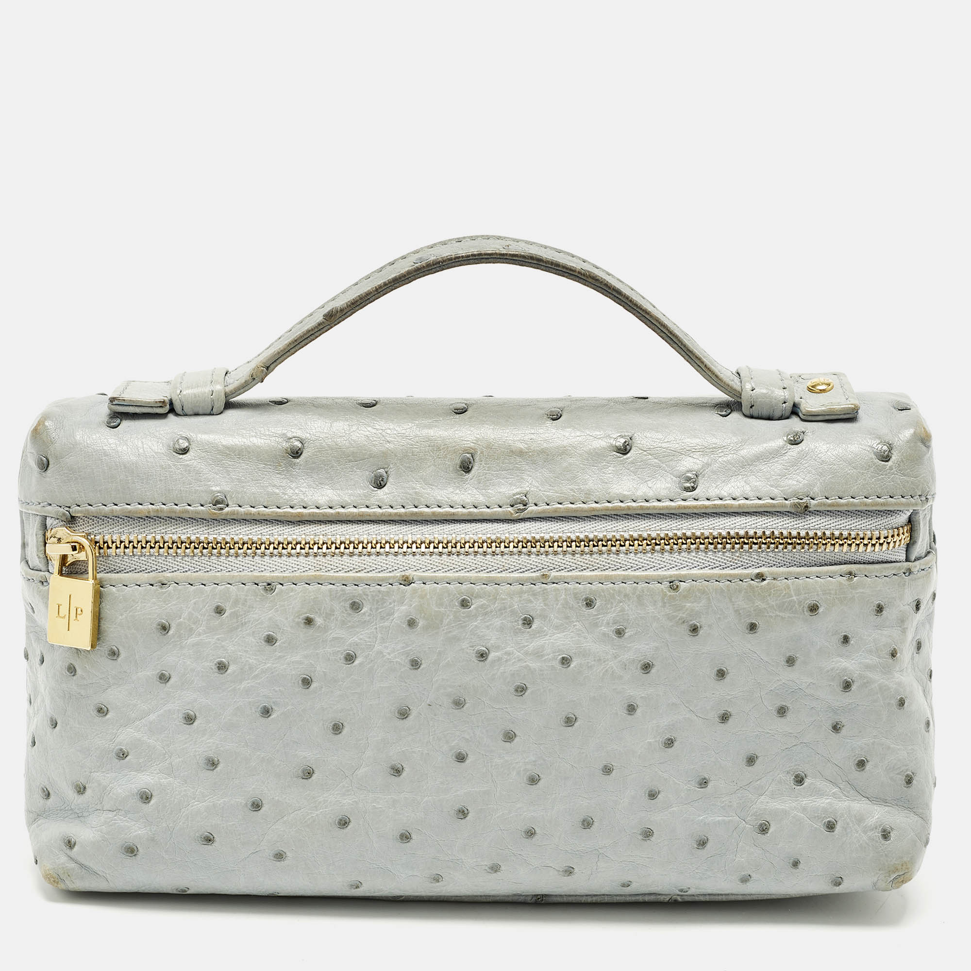 

Loro Piana Extra Pocket L19 Light Blue Ostrich Leather Pouch