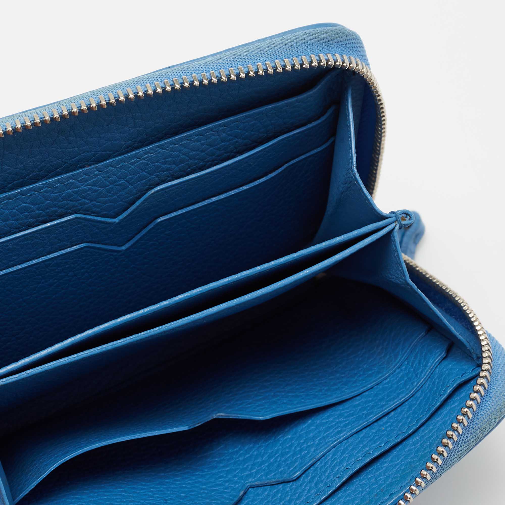 

Loro Piana Blue Leather Zip Around Wallet