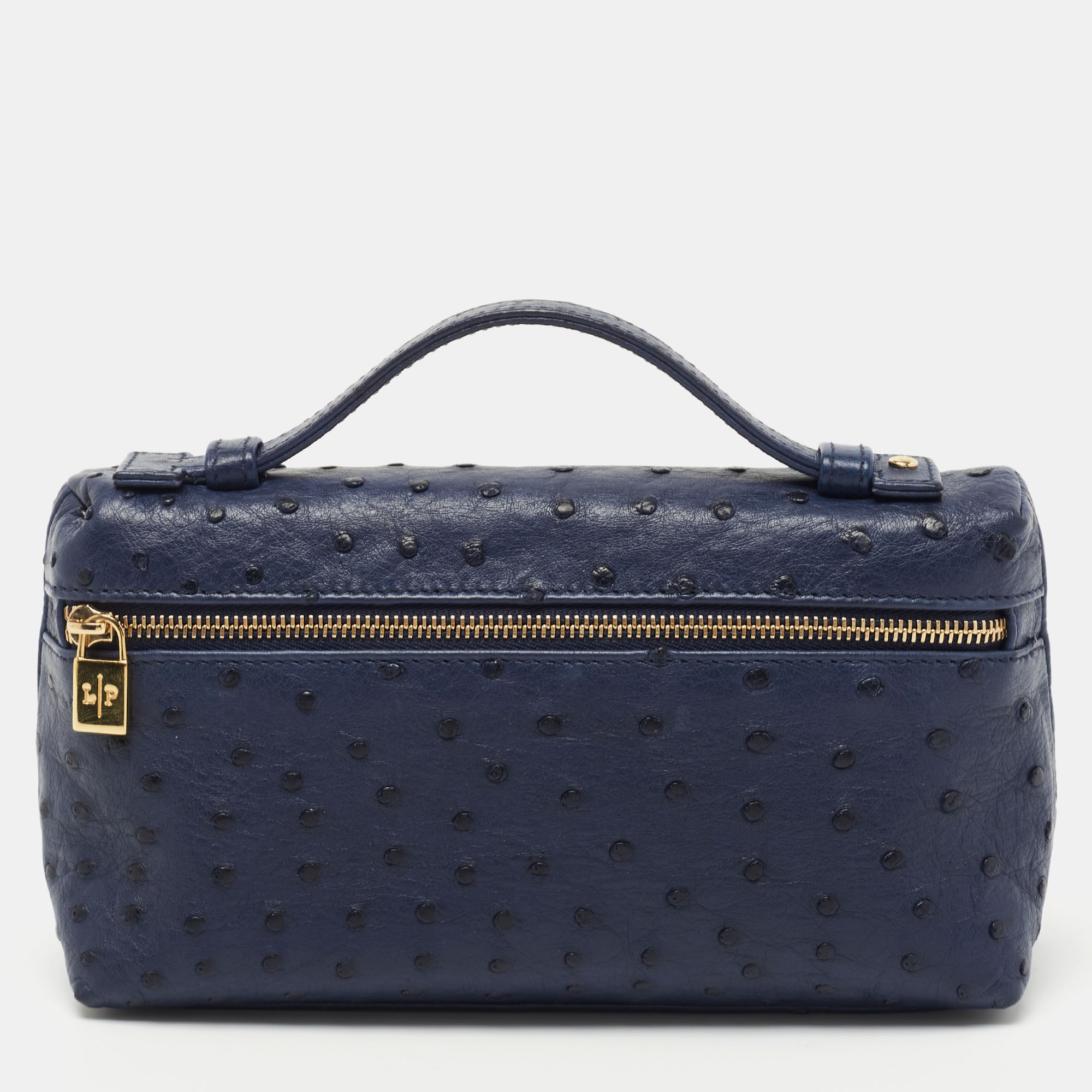 Pre Owned Loro Piana Blue Ostrich L19 Pouch