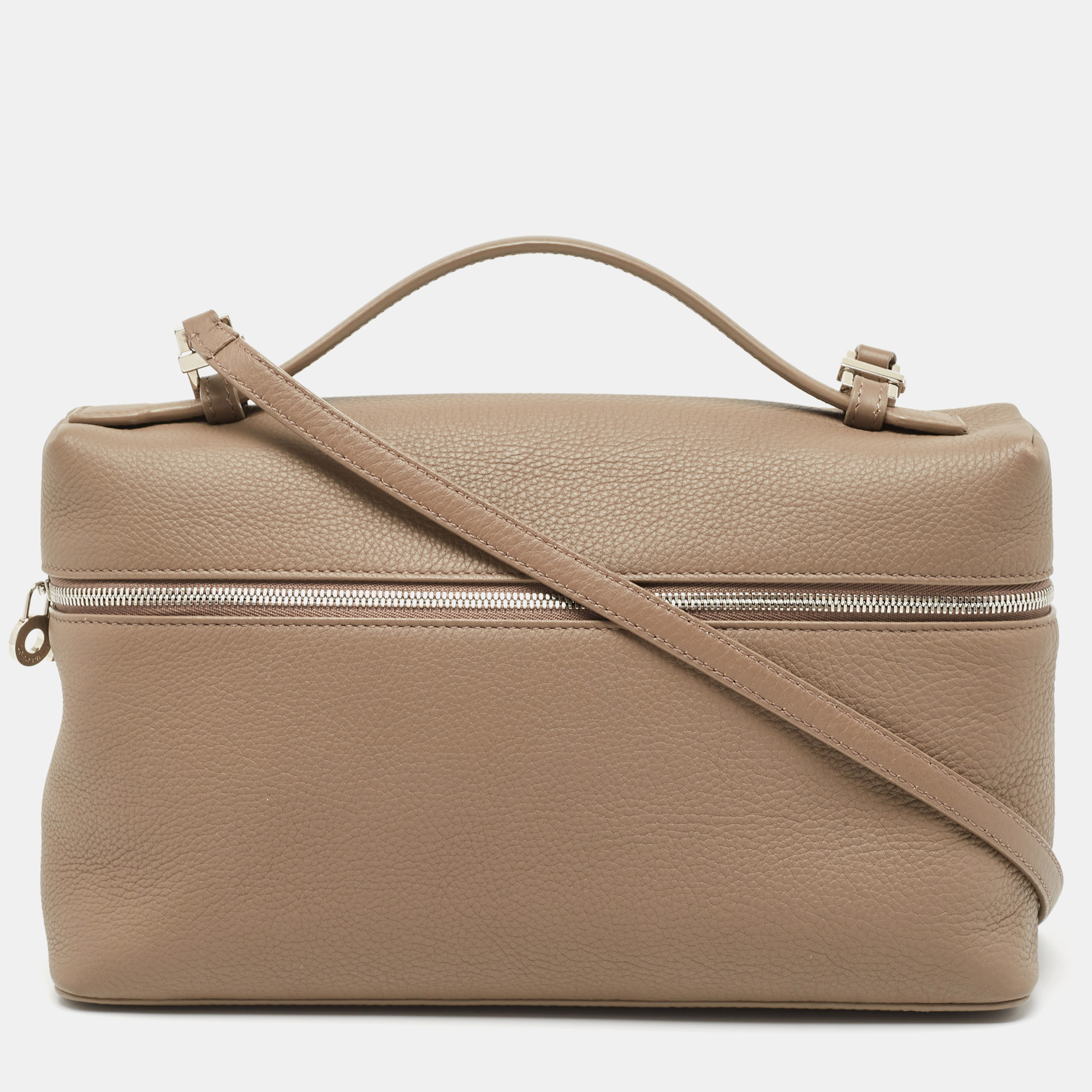 Pre Owned Loro Piana Taupe Leather Extra Pocket L27 Pouch