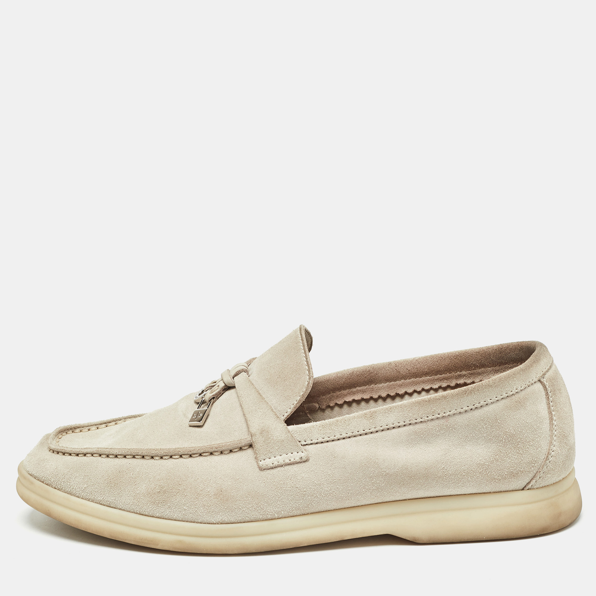 

Loro Piana Grey Suede Summer Charms Walk Loafers Size