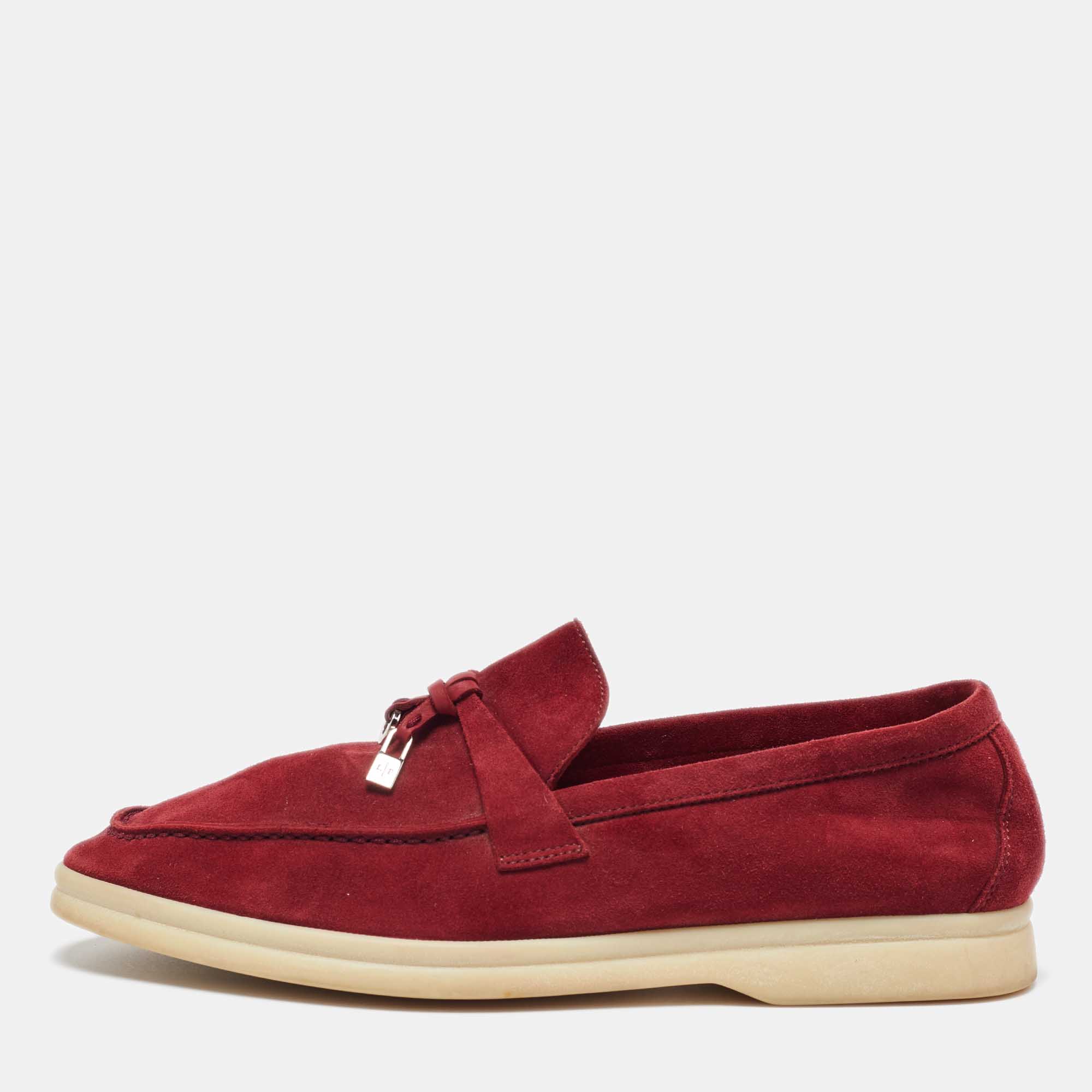 

Loro Piana Red Suede Summer Charms Walk Loafers Size
