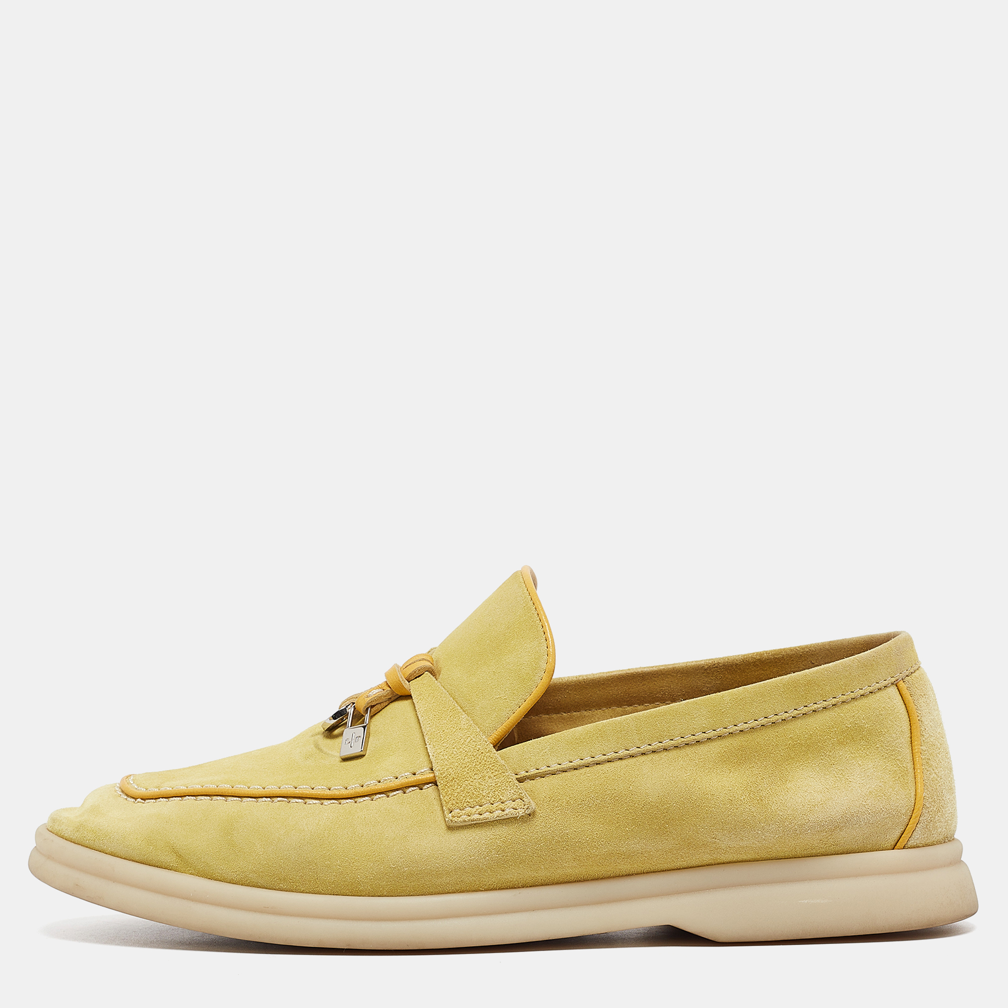 

Loro Piana Yellow Suede Summer Charms Walk Loafers Size