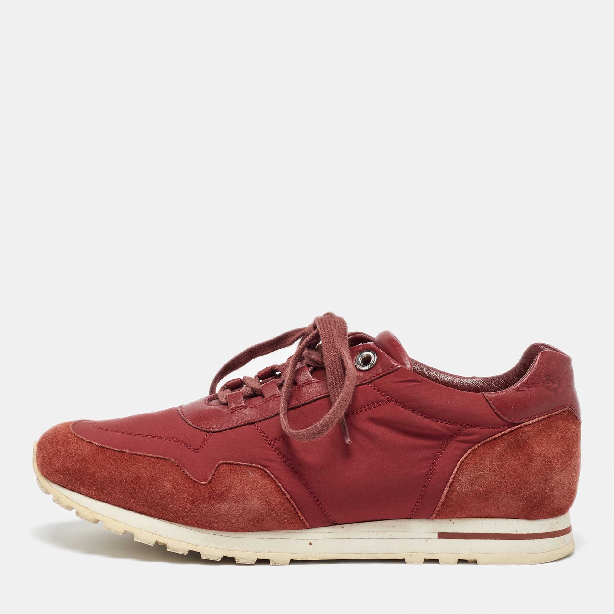 

Loro Piana Brown/Burgundy Neoprene and Suede My Wind Low Top Sneakers Size