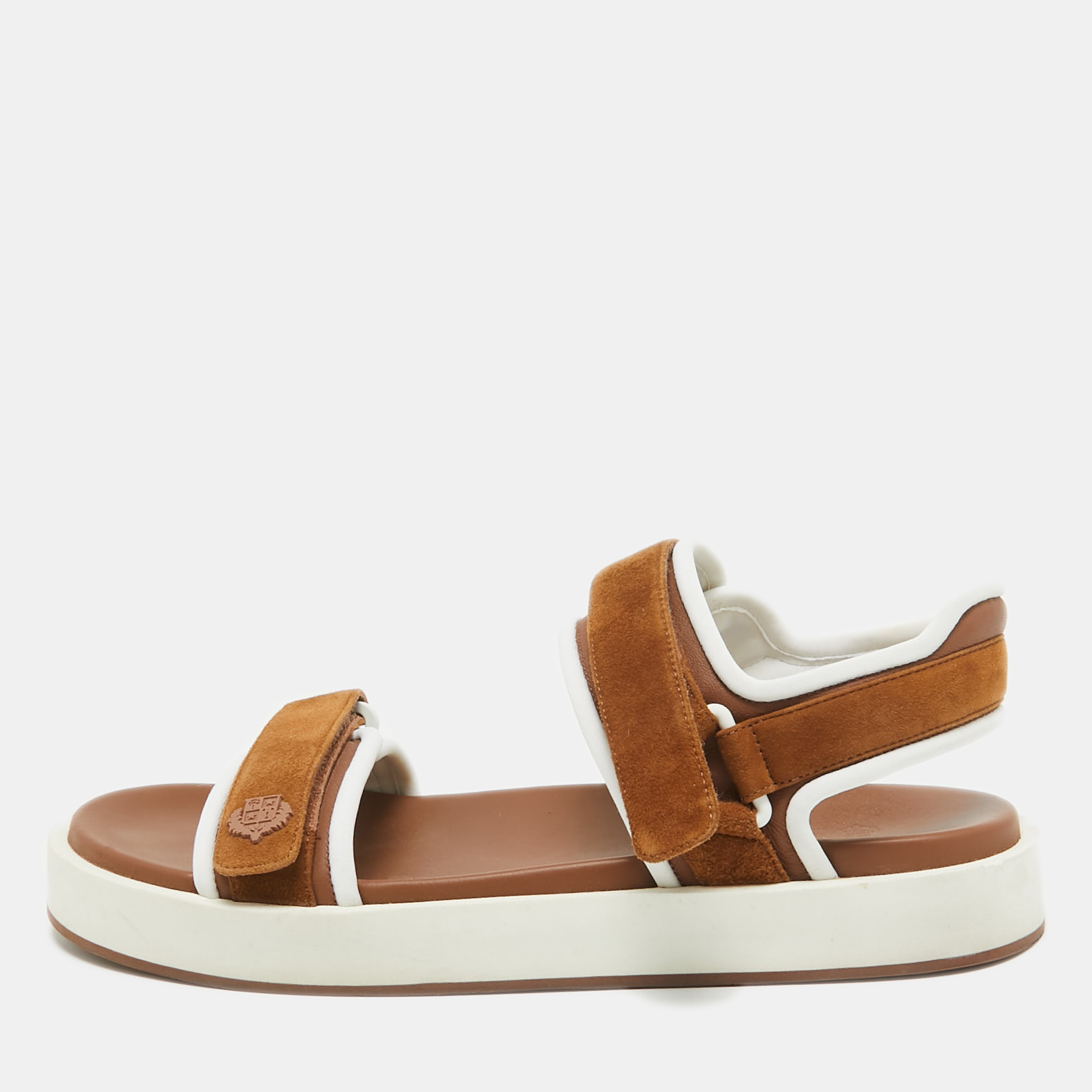 

Loro Piana Brown Fabric and Suede Waikiki Flat Sandals Size