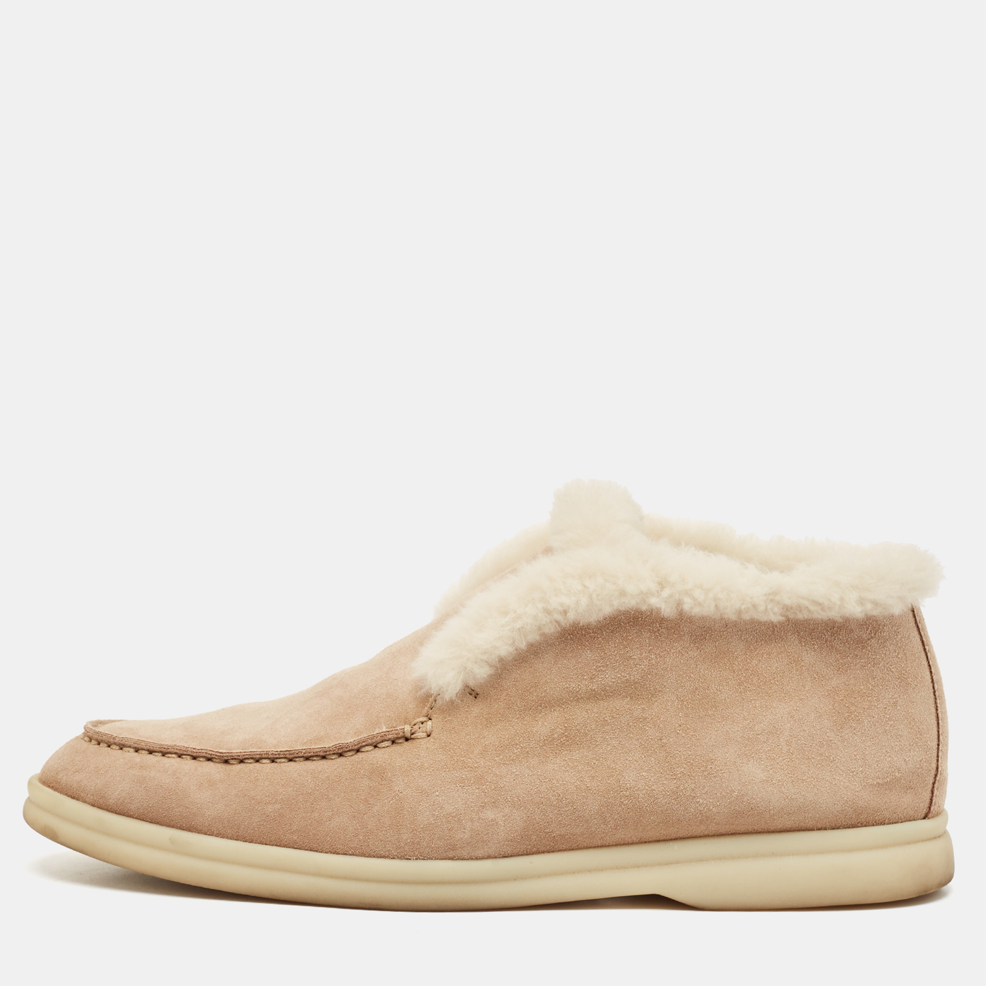 

Loro Piana Beige Shearling and Suede Open Ankle Boots Size