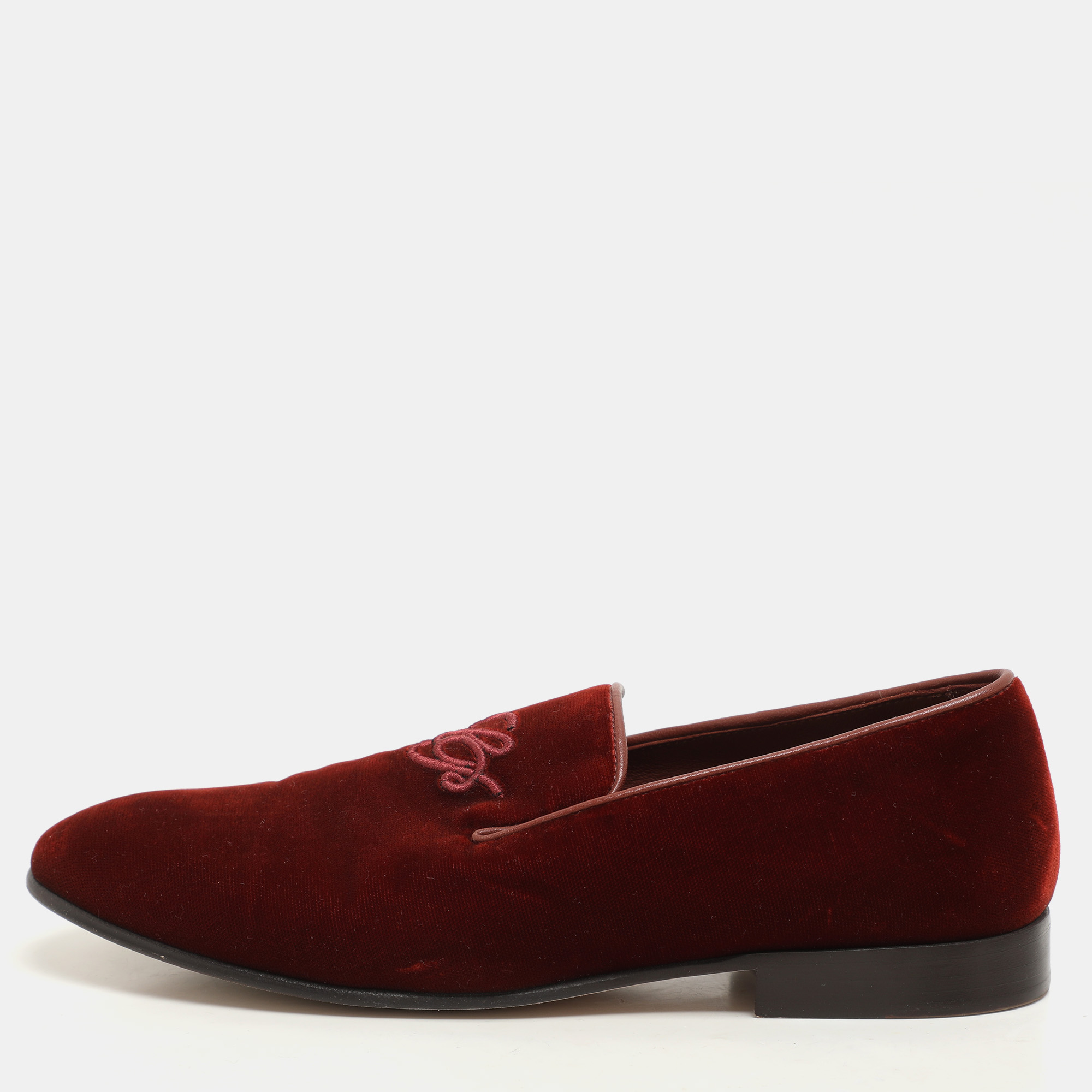 

Loro Piana Kummel Velvet Venice Smoking Slippers 36, Red