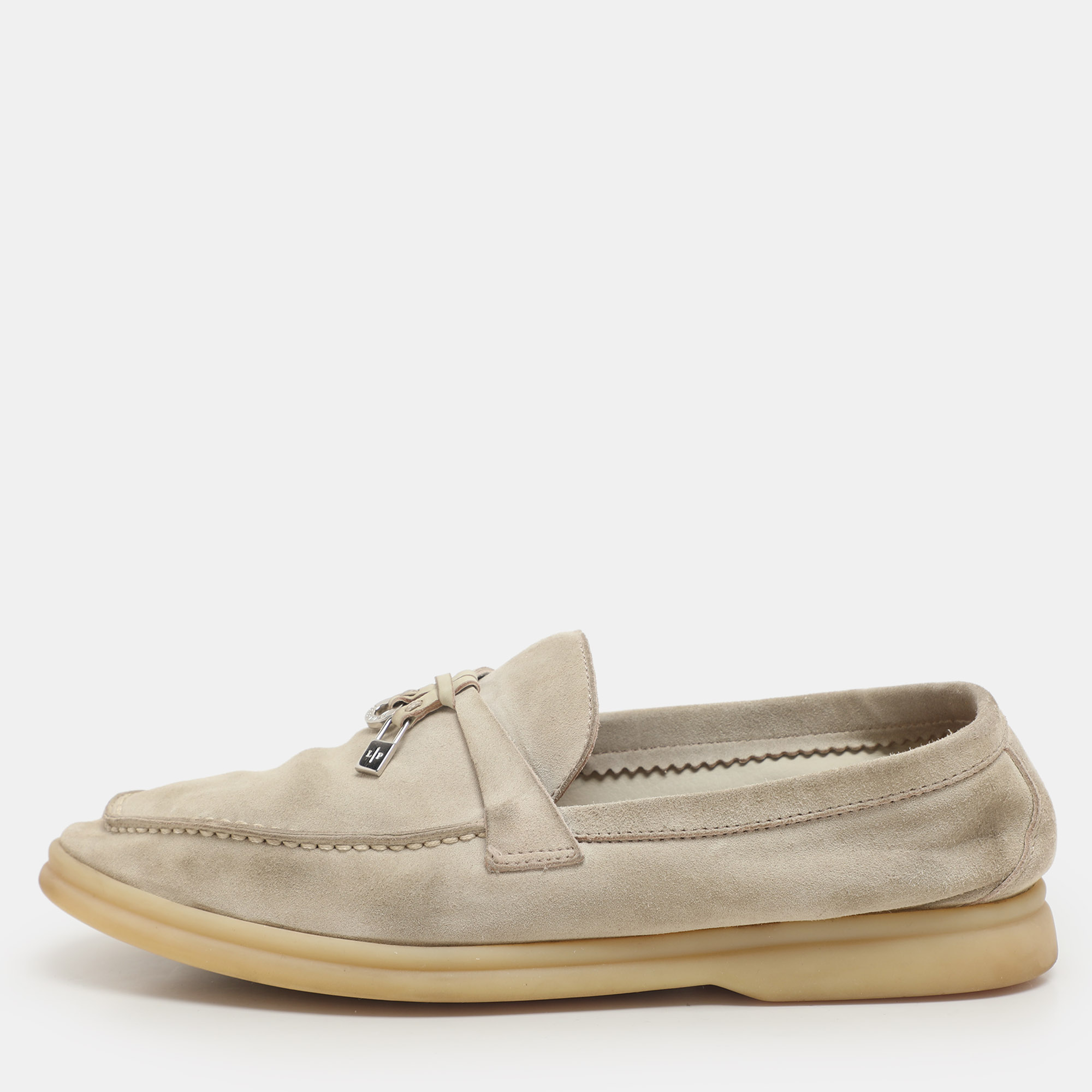 

Loro Piana Grey Suede Summer Charms Walk Loafers Size