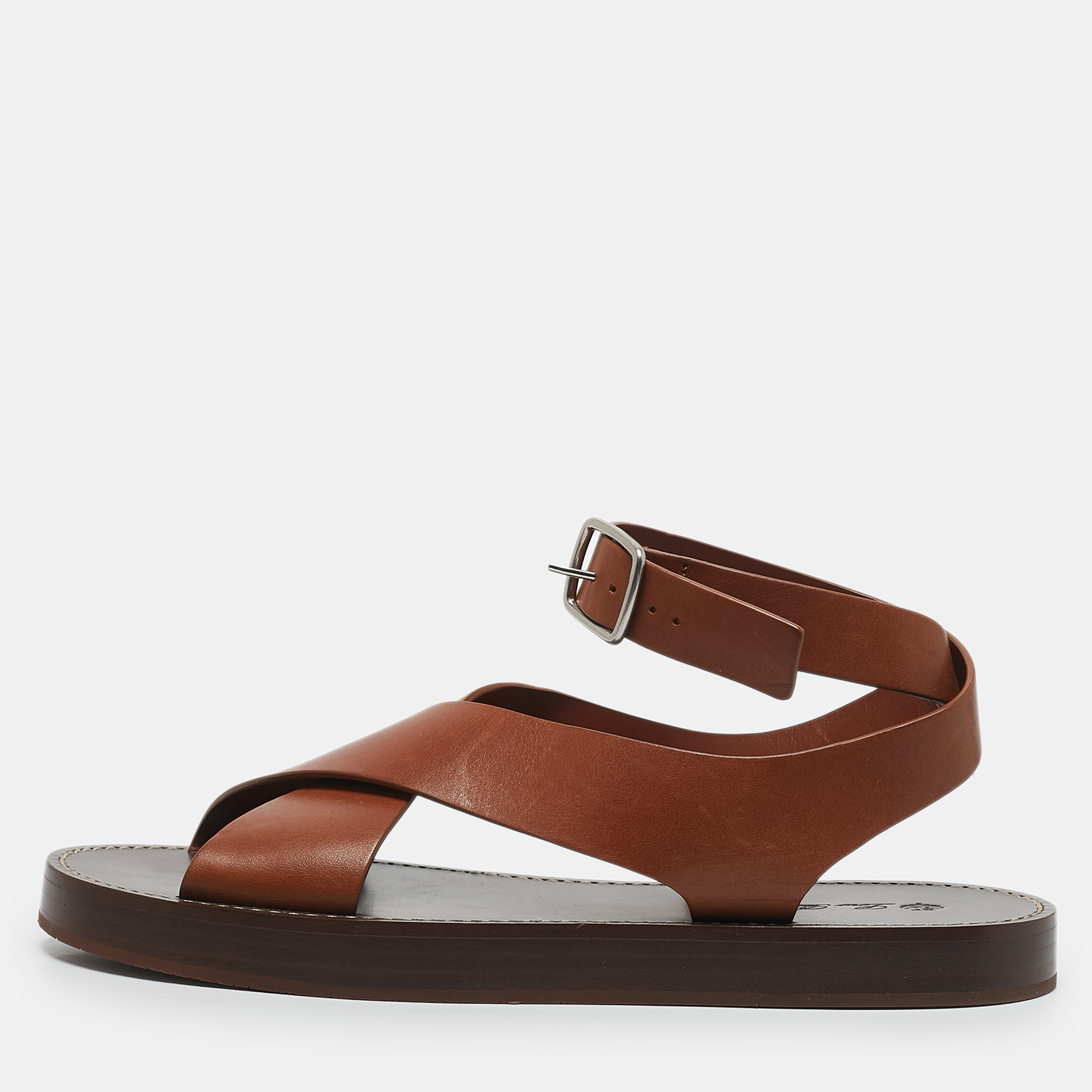 

Loro Piana Brown Leather Sumie Slingback Sandals Size
