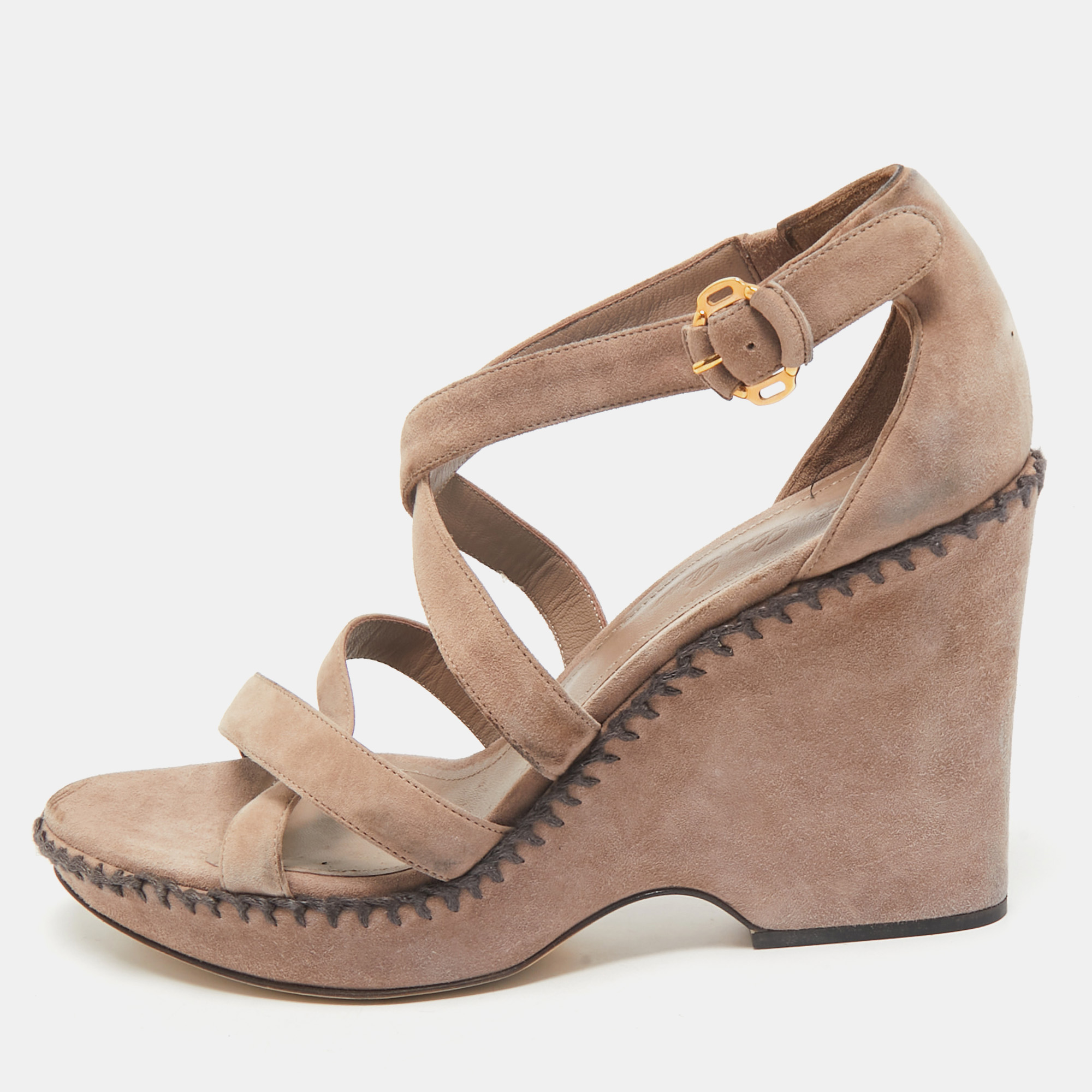 

Loro Piana Beige Suede Wedge Sandals Size