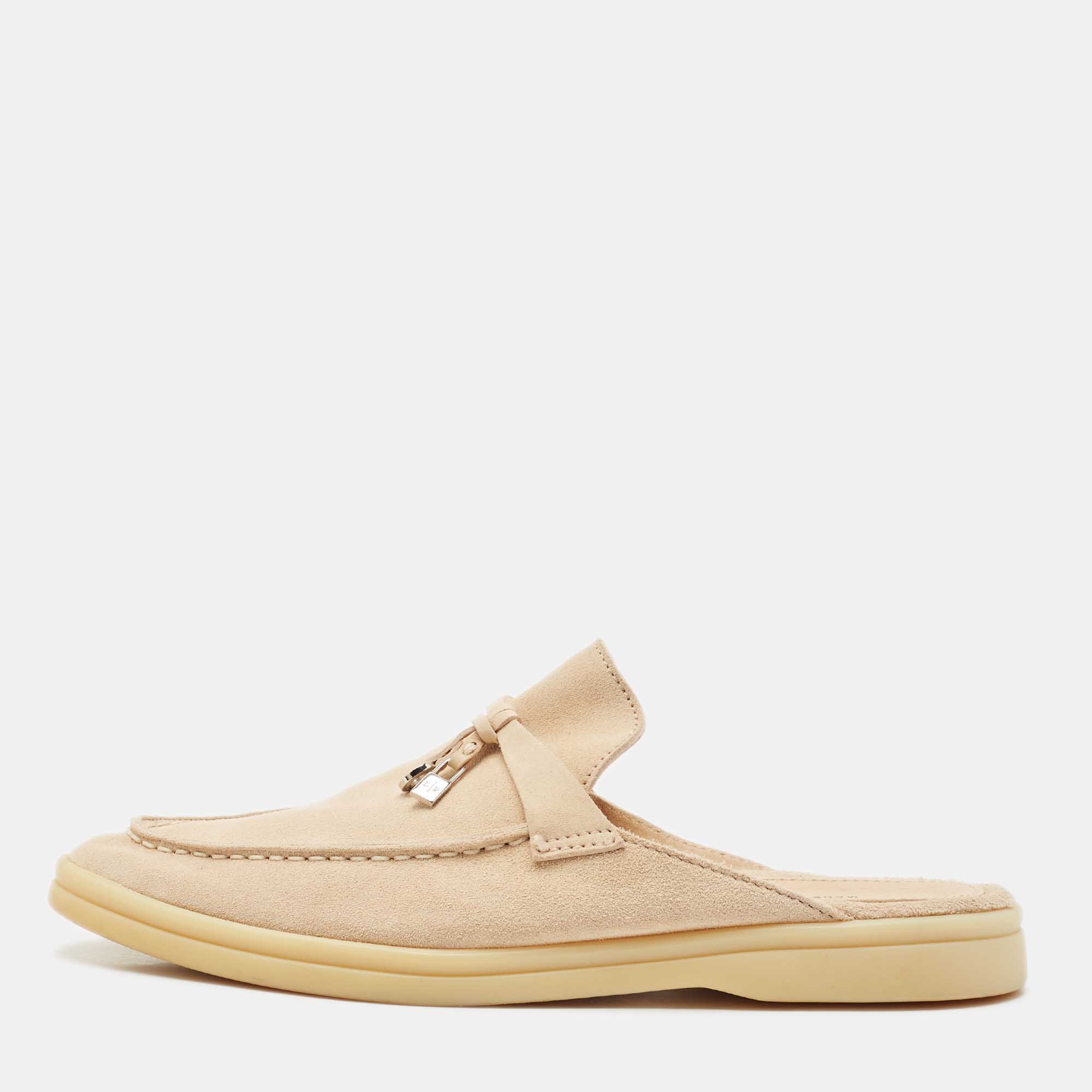 

Loro Piana Beige Suede Summer Charms Walk Mules Size