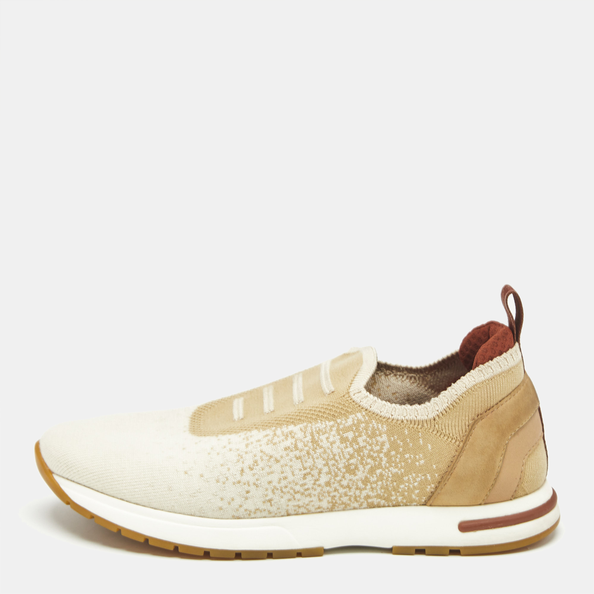 

Loro Piana Beige/Cream Suede and Fabric 360 LP Flexy Walk Low Top Sneakers Size