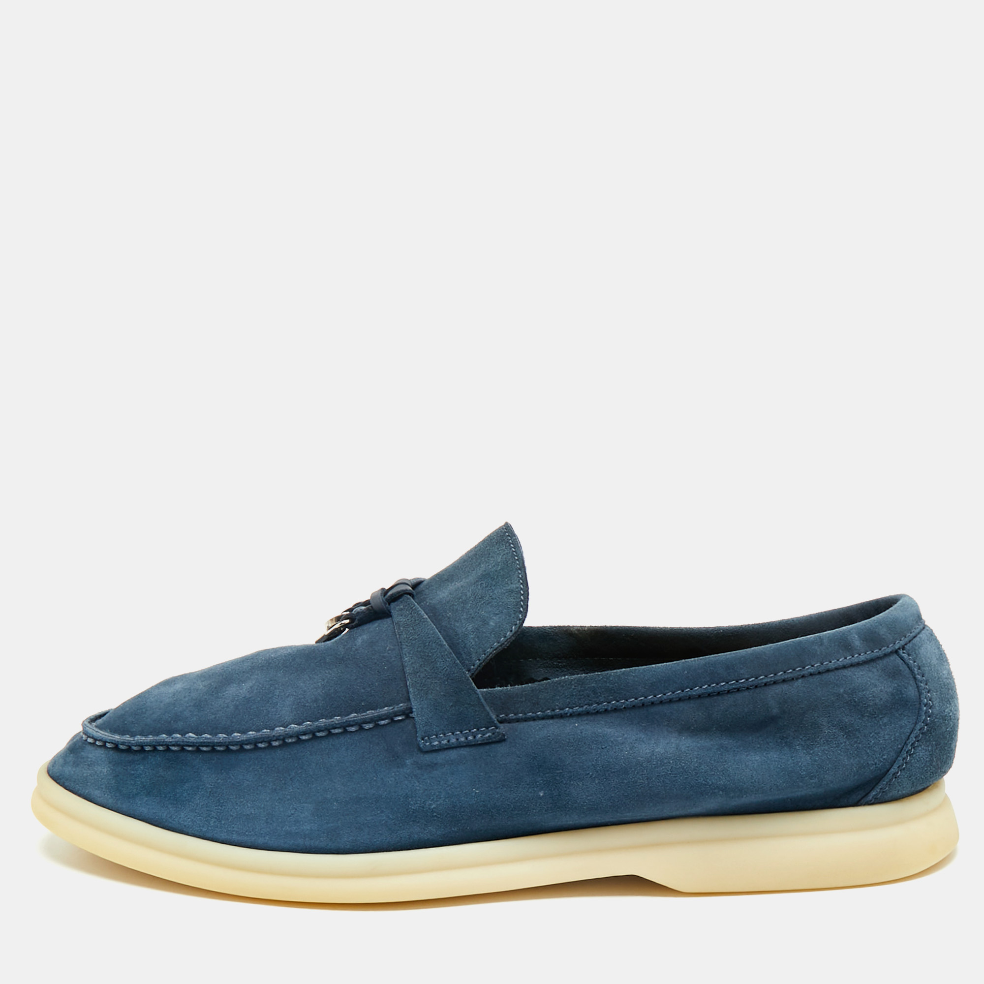 

Loro Piana Navy Blue Suede Summer Walk Loafers Size