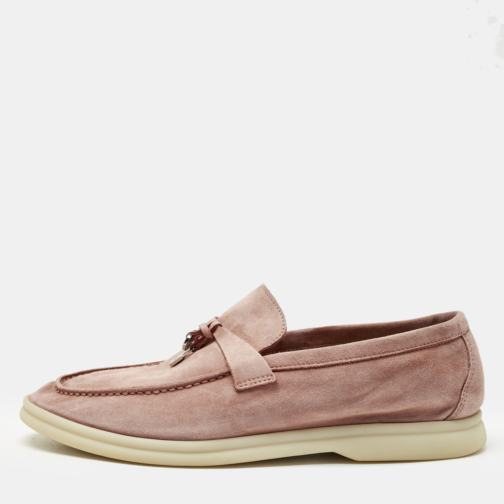 

Loro Piana Dakr Pink Suede Summer Charms Walk Loafers Size