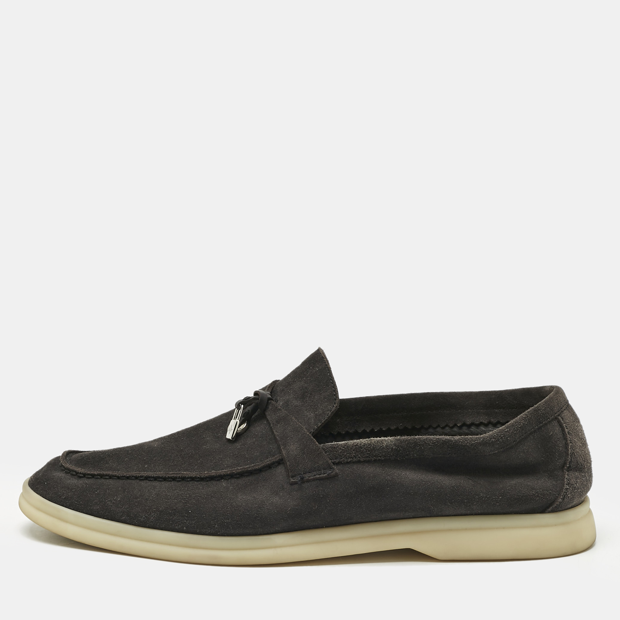 

Loro Piana Navy Blue Suede Summer Charms Walk Loafers Size