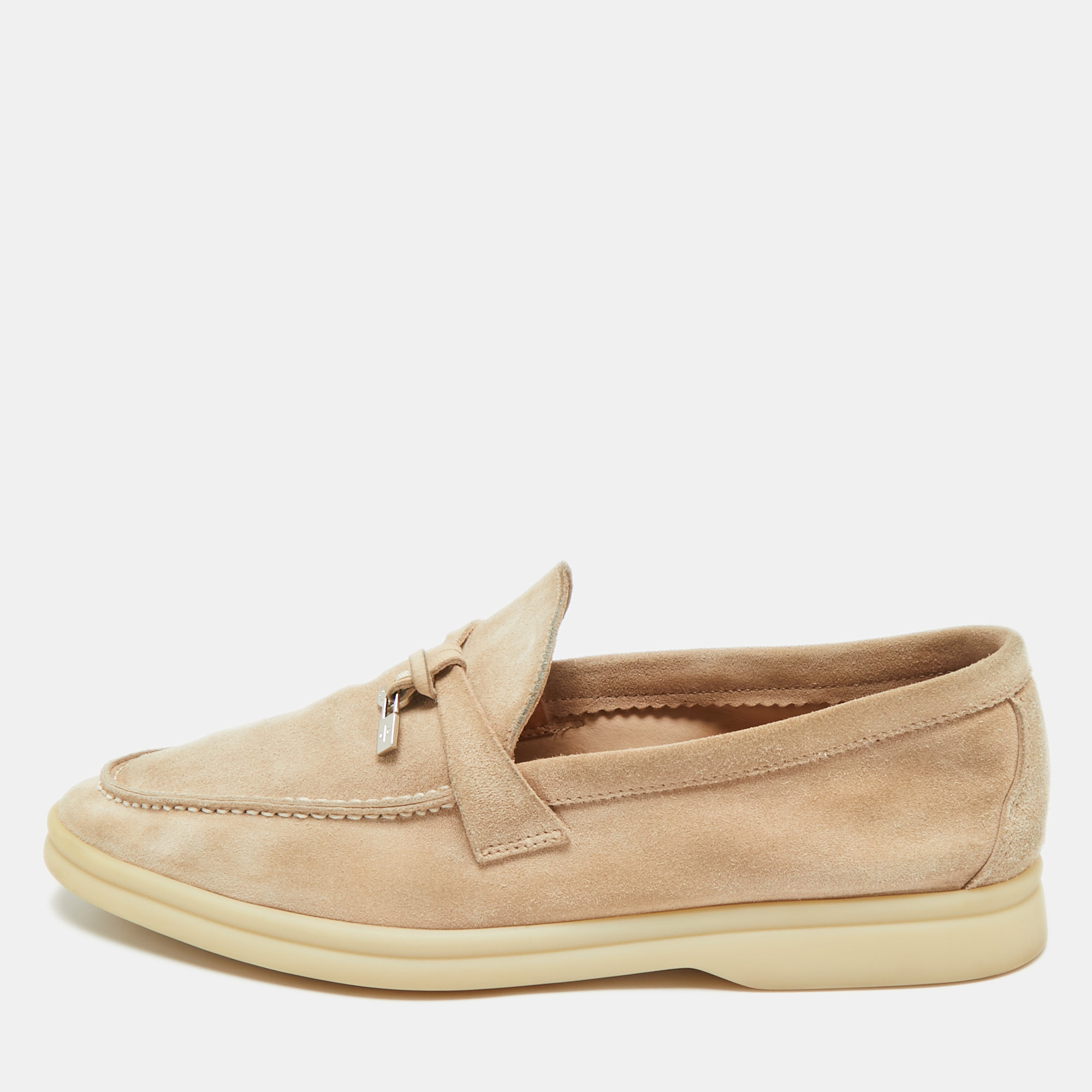 

Loro Piana Beige Suede Summer Charms Walk Slip On Loafers Size