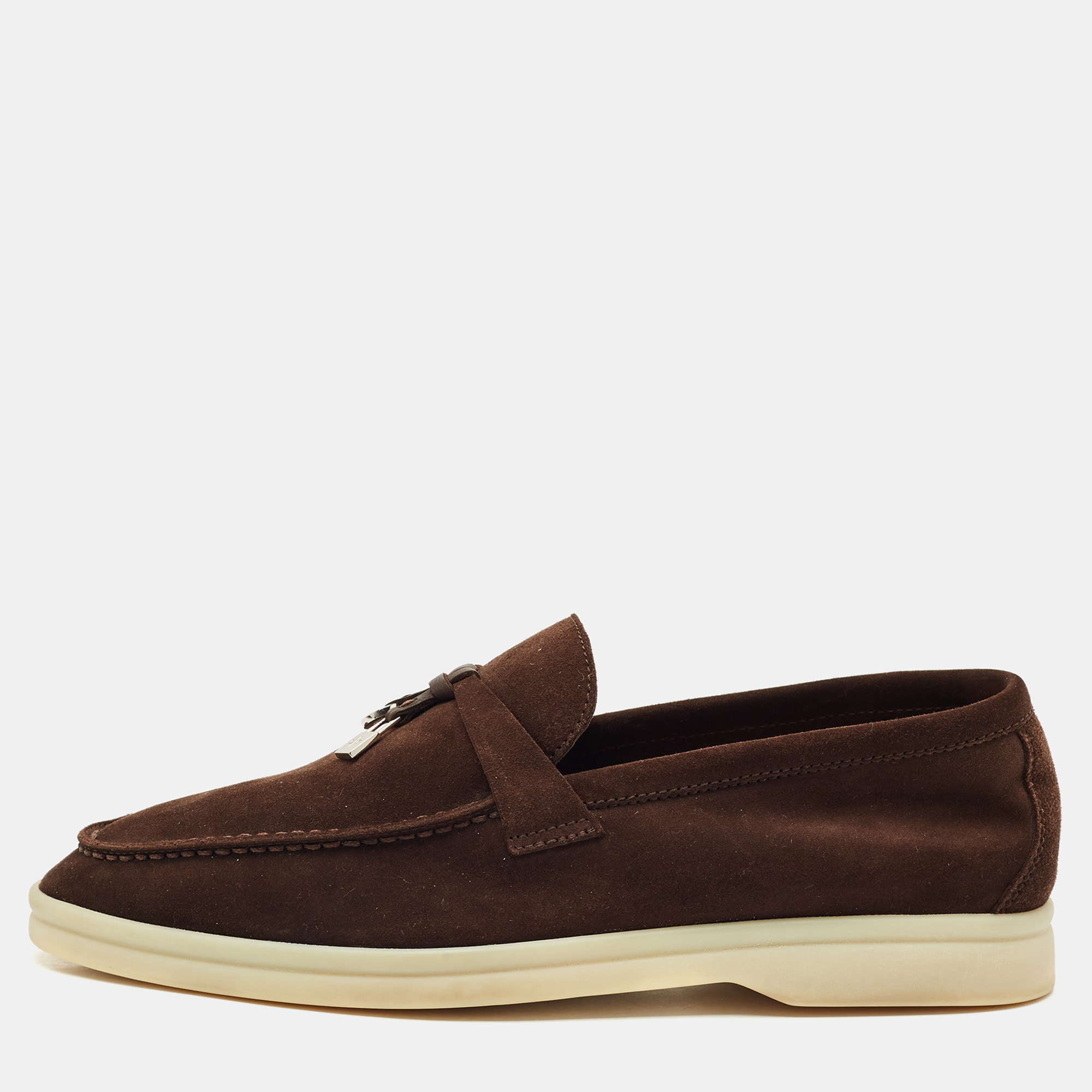 

Loro Piana Dark Brown Suede Summer Charms Walk Loafers Size