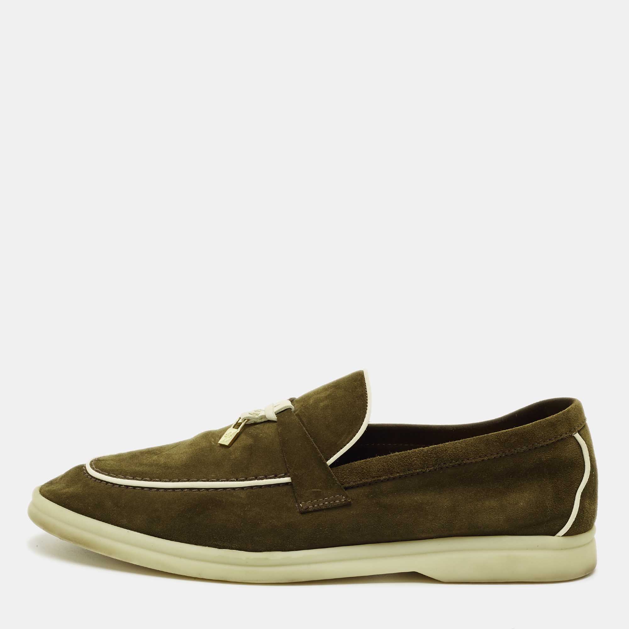 

Loro Piana Green Suede Summer Charms Walk Loafers Size
