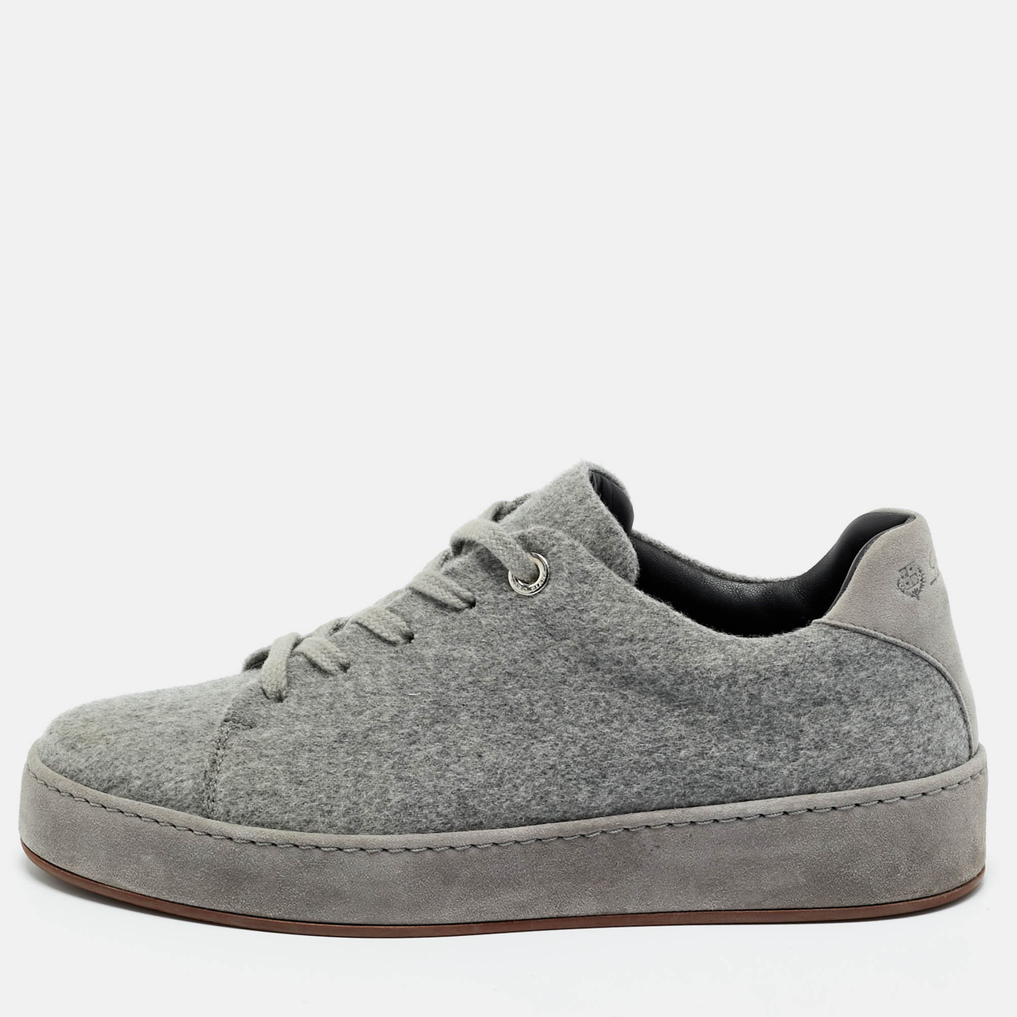 

Loro Piana Grey Shearling and Suede Nuages Lace Up Sneakers Size