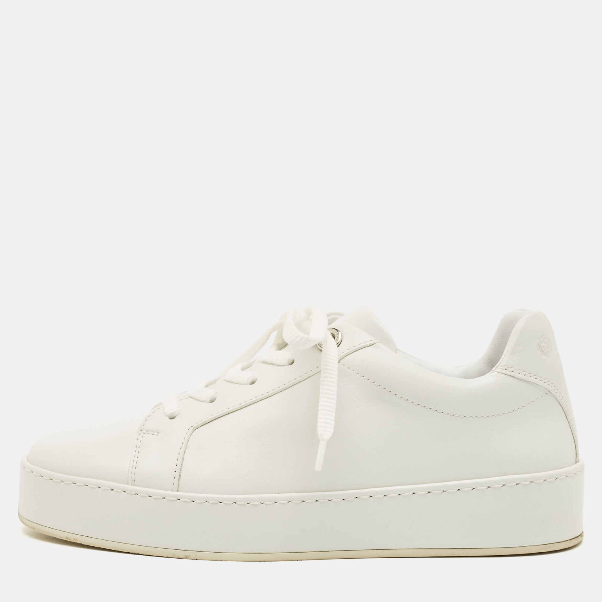 Pre-owned Loro Piana White Leather Nuage Low Top Sneakers Size 35