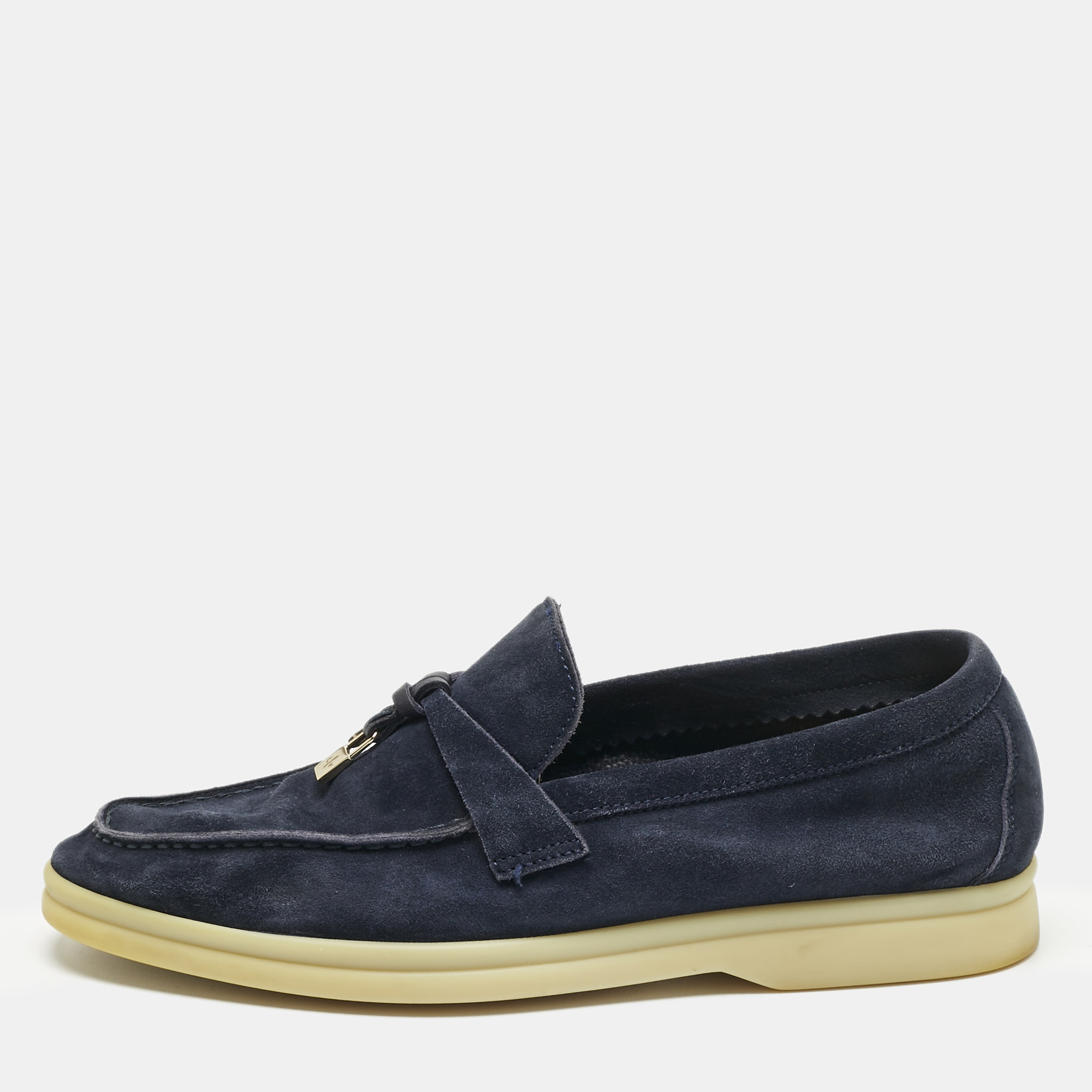

Loro Piana Navy Blue Suede Summer Charms Walk Loafers Size