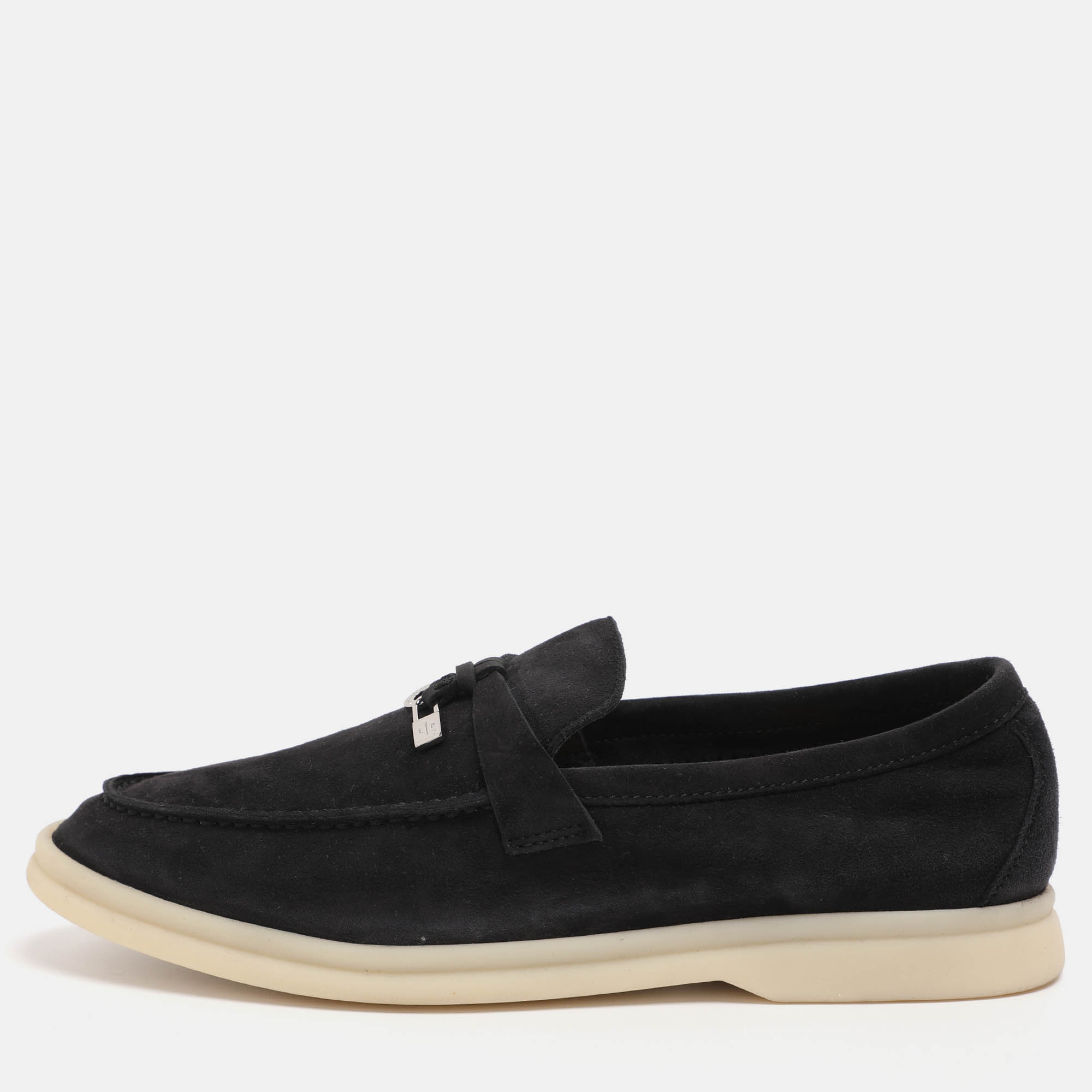 

Loro Piana Black Suede Summer Charms Walk Loafers Size 36