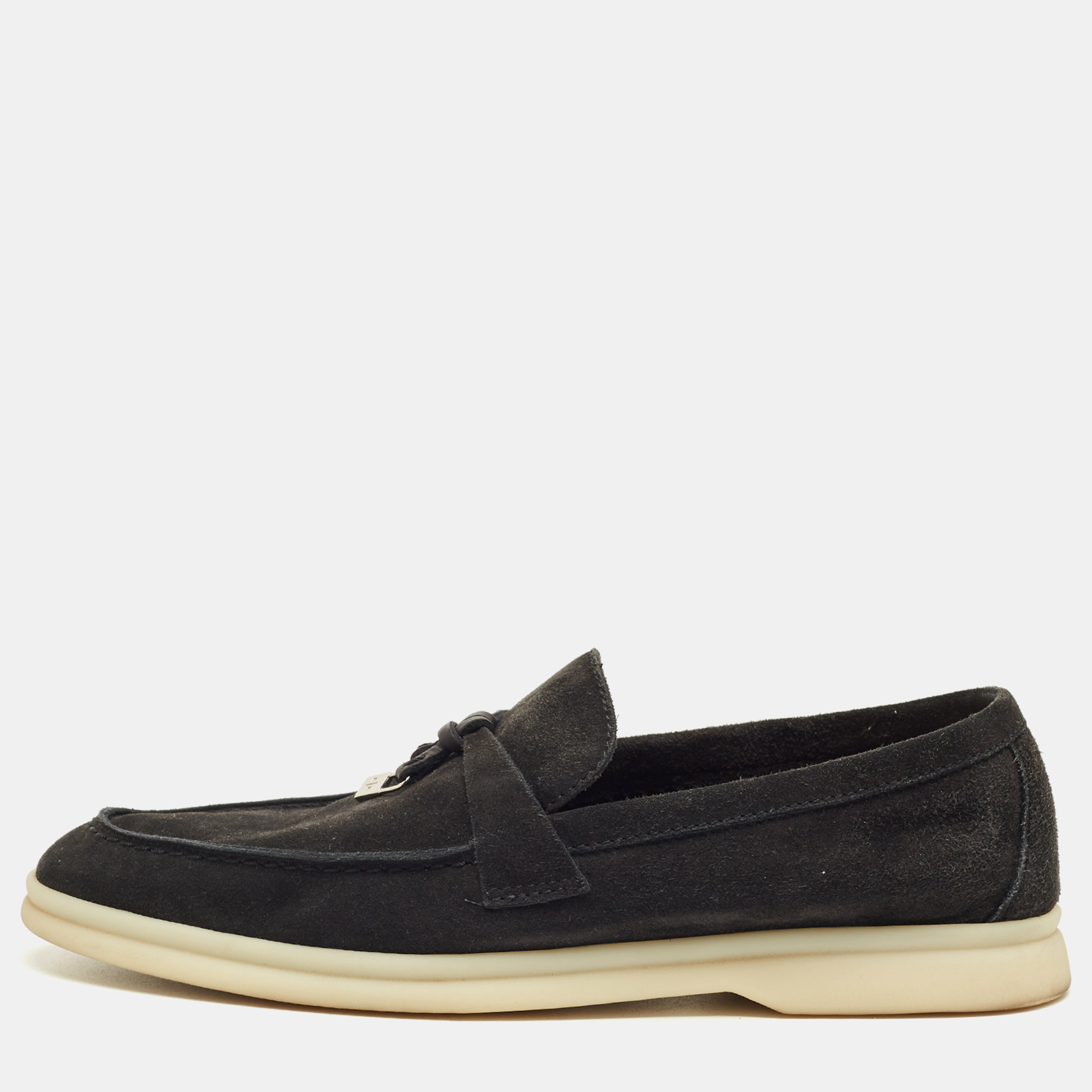 

Loro Piana Black Suede Summer Charms Walk Loafers Size