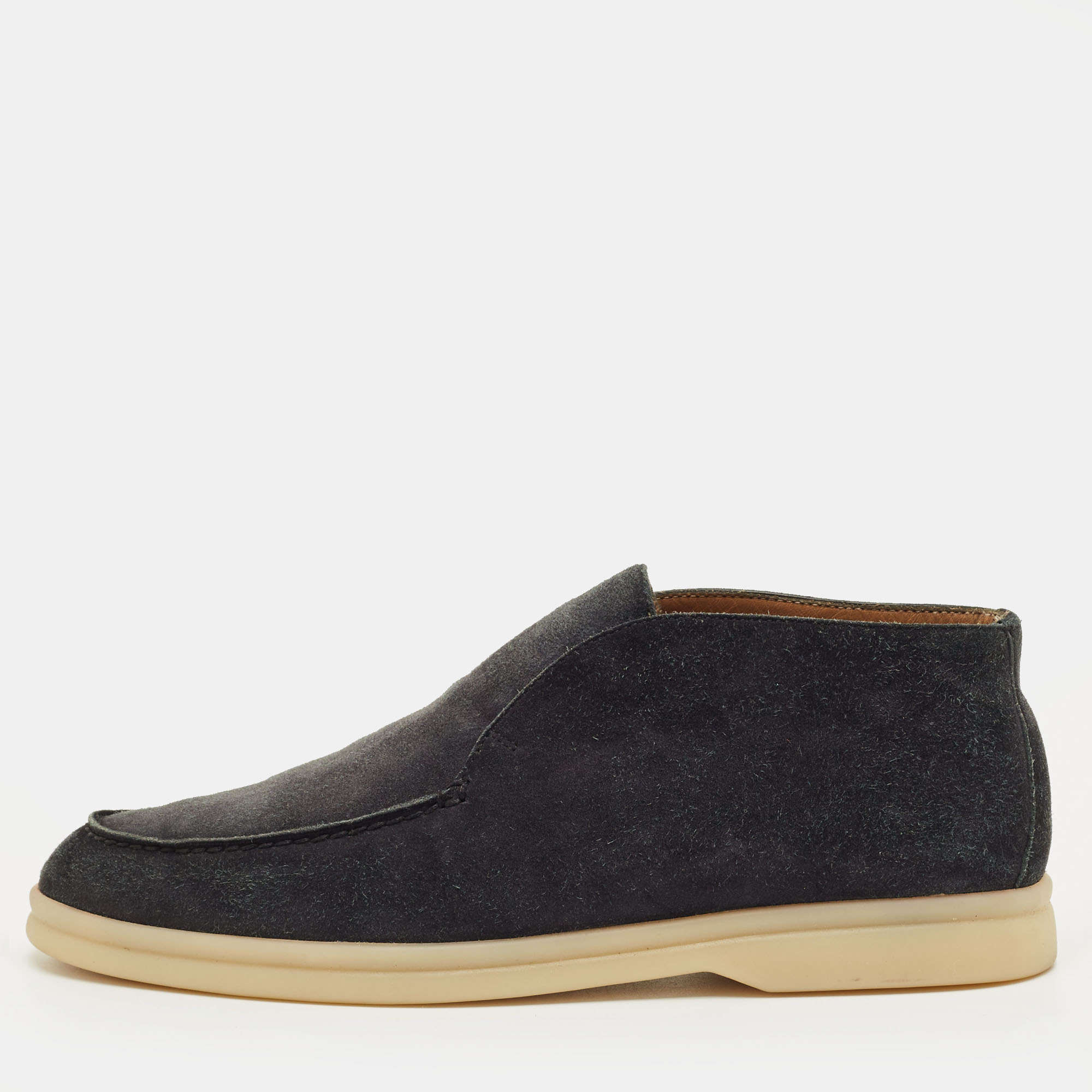 

Loro Piana Navy Blue Suede Open Walk Ankle Length Boots Size