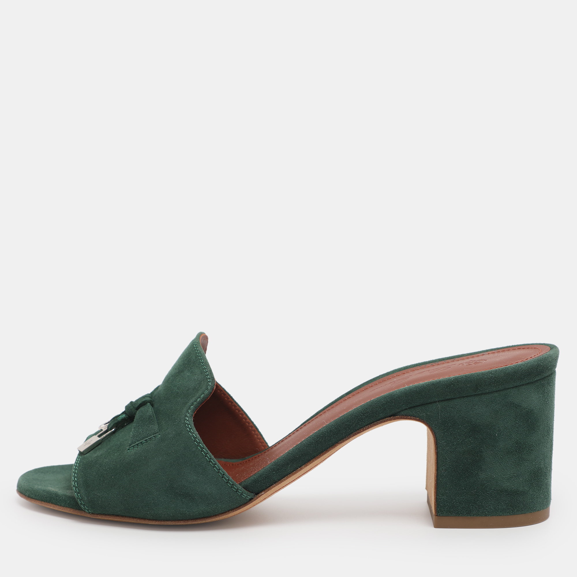 

Loro Piana Green Suede Summer Charms Walk Slides Size 36.5