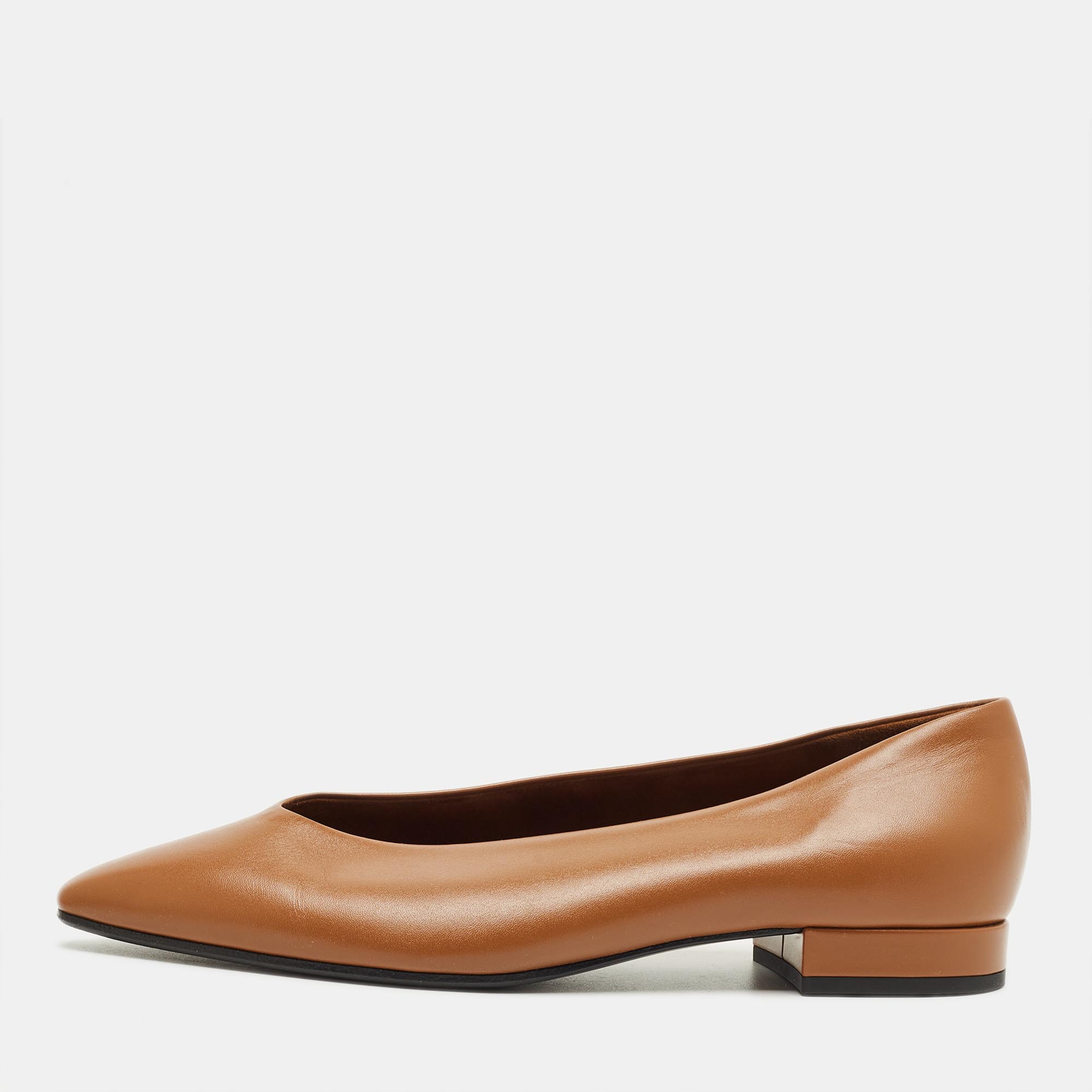 Pre-owned Loro Piana Brown Leather Rebecca Ballet Flats Size 37