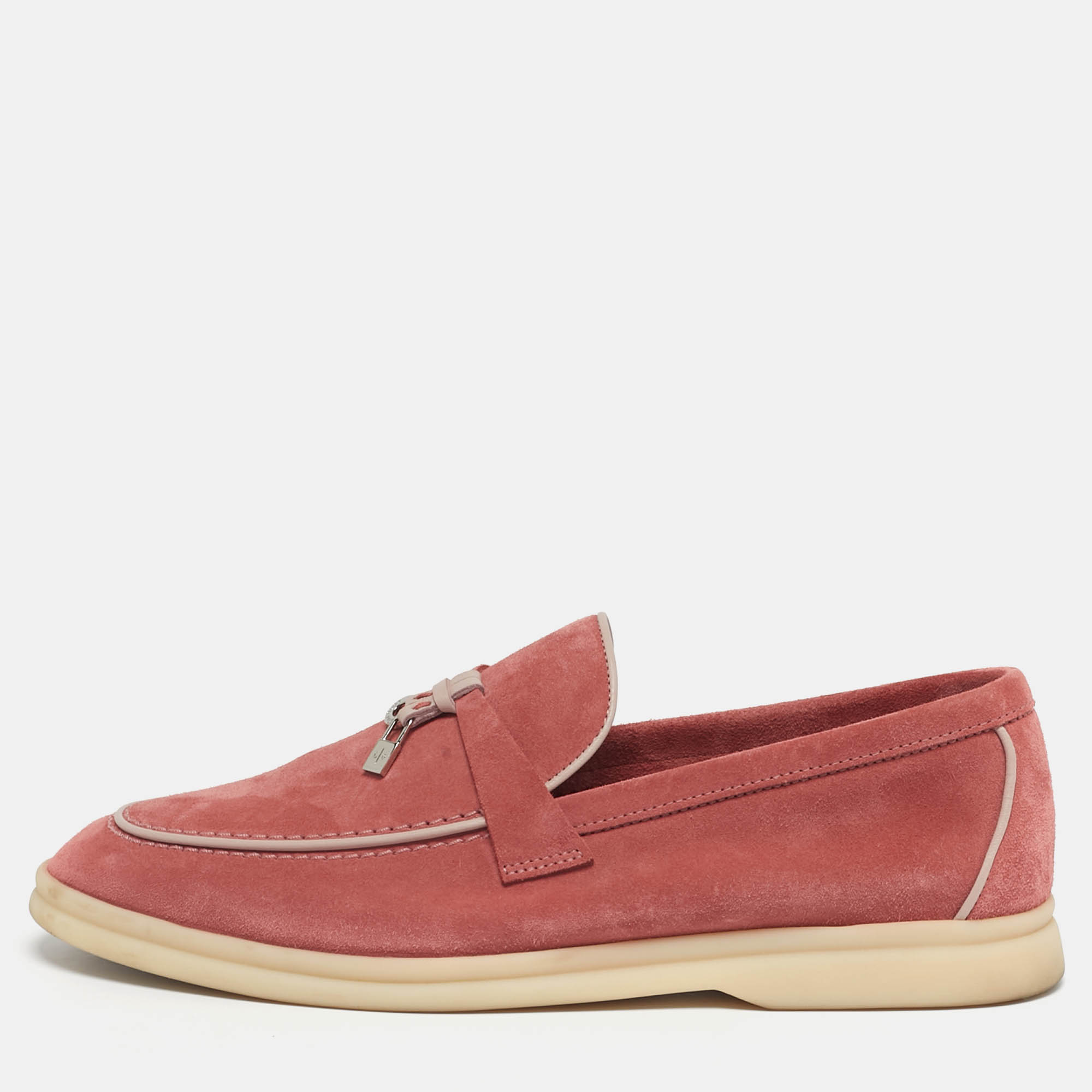 

Loro Piana Blush Pink Suede Summer Charms Walk Loafers Size