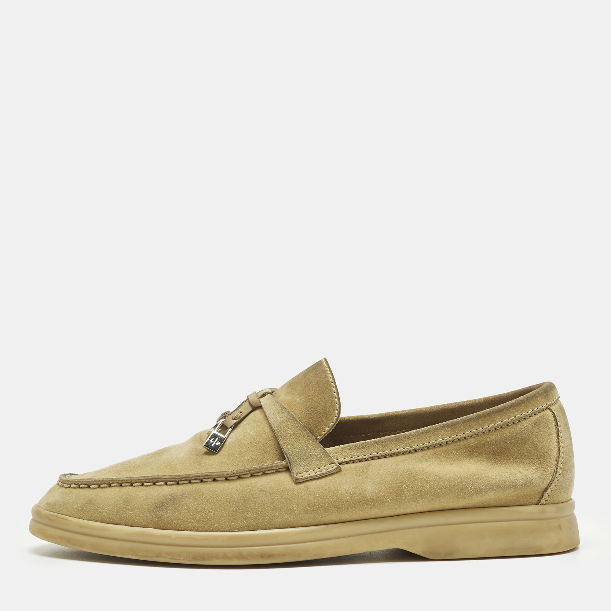 Pre-owned Loro Piana Beige Suede Summer Charms Walk Loafers Size 36.5 In Sand