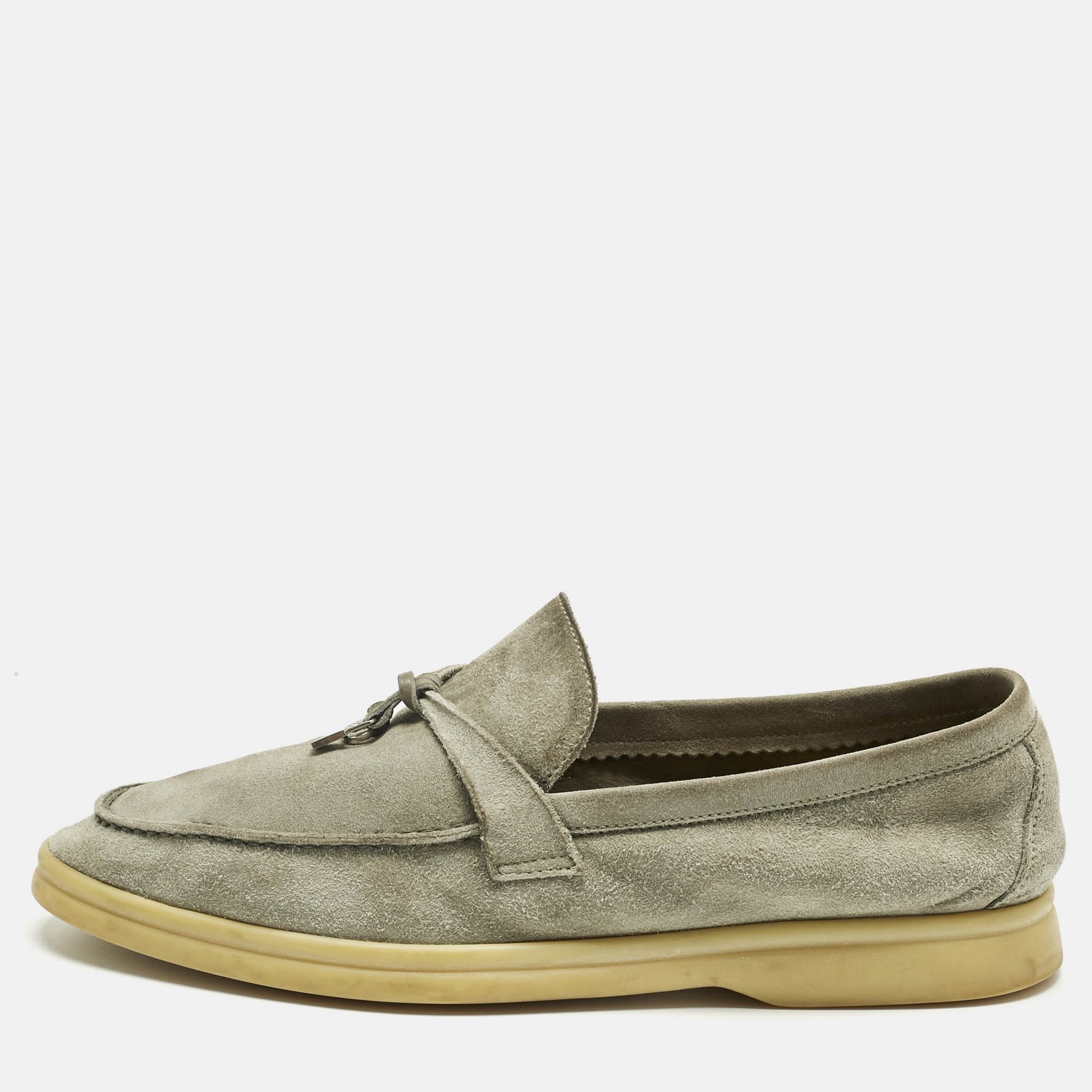 

Loro Piana Grey Suede Summer Charms Walk Loafers Size