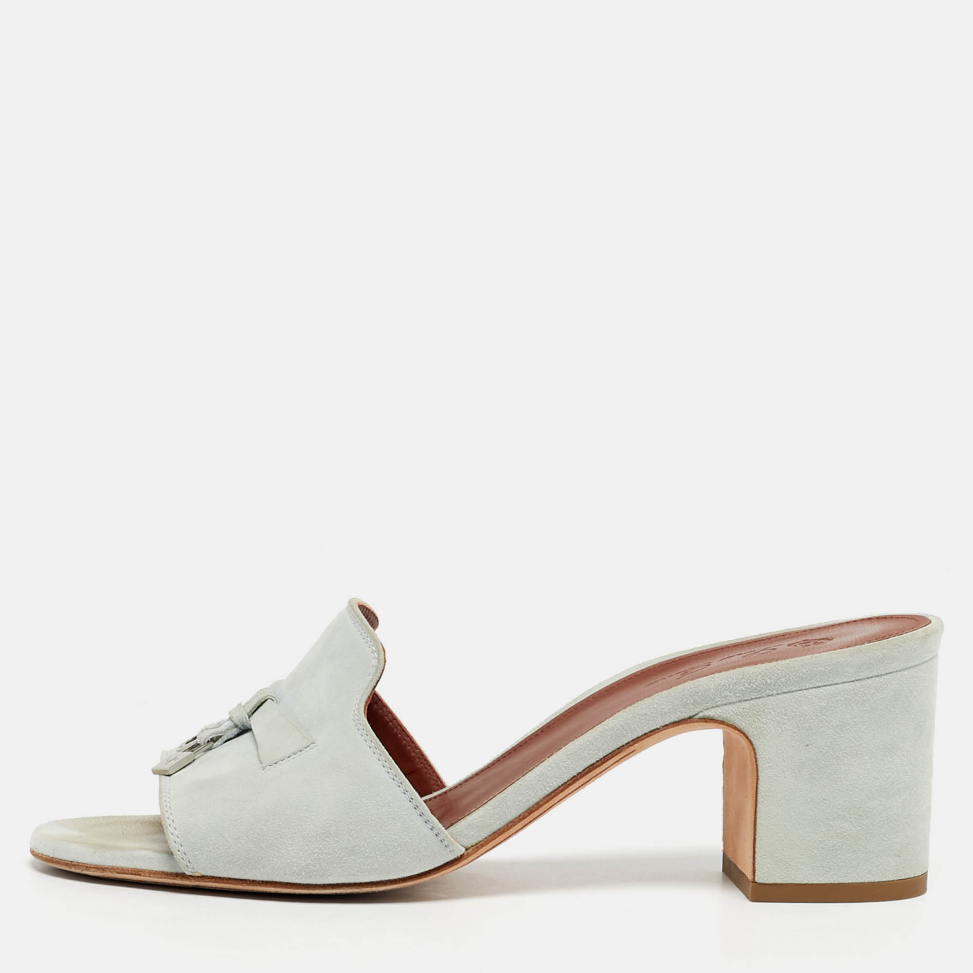 

Loro Piana Summer Charms Walk Size 36.5 Green Suede Slide Sandals