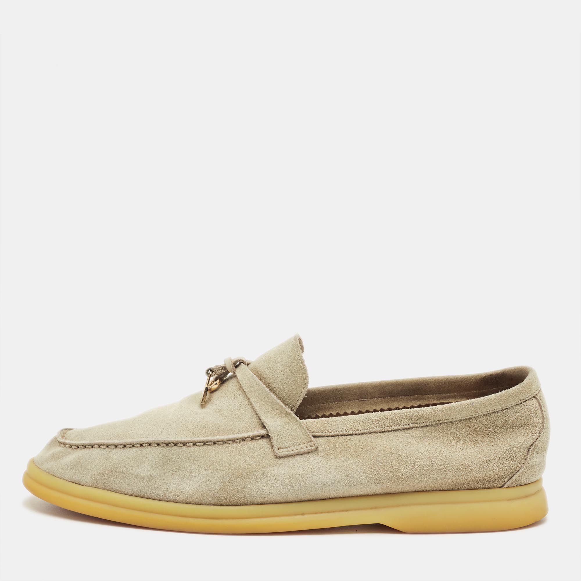 

Loro Piana Summer Charms Walk Size  Beige Suede Loafers