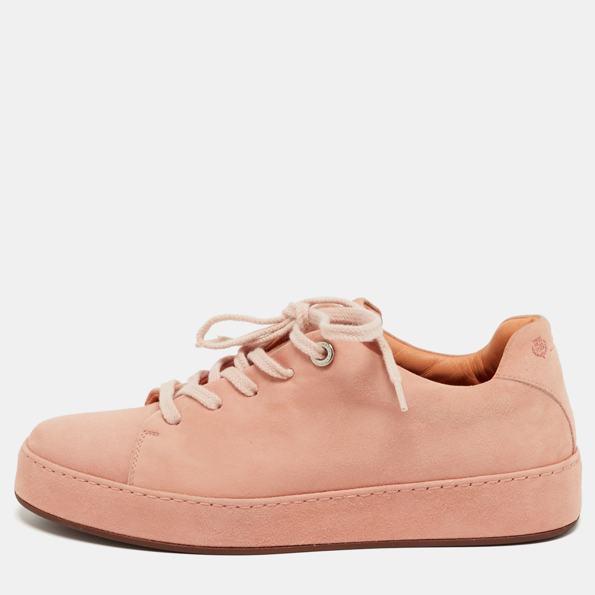 

Loro Piana Salmon Nuages Size  Pink Suede Low Top Sneakers