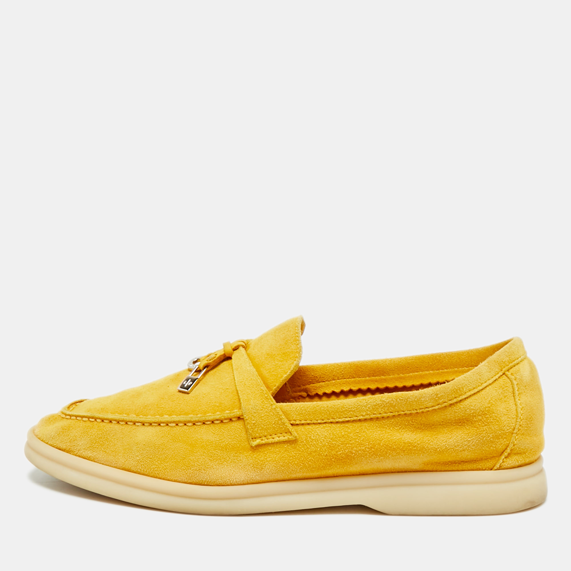 

Loro Piana Summer Walk Size  Yellow Suede Loafers