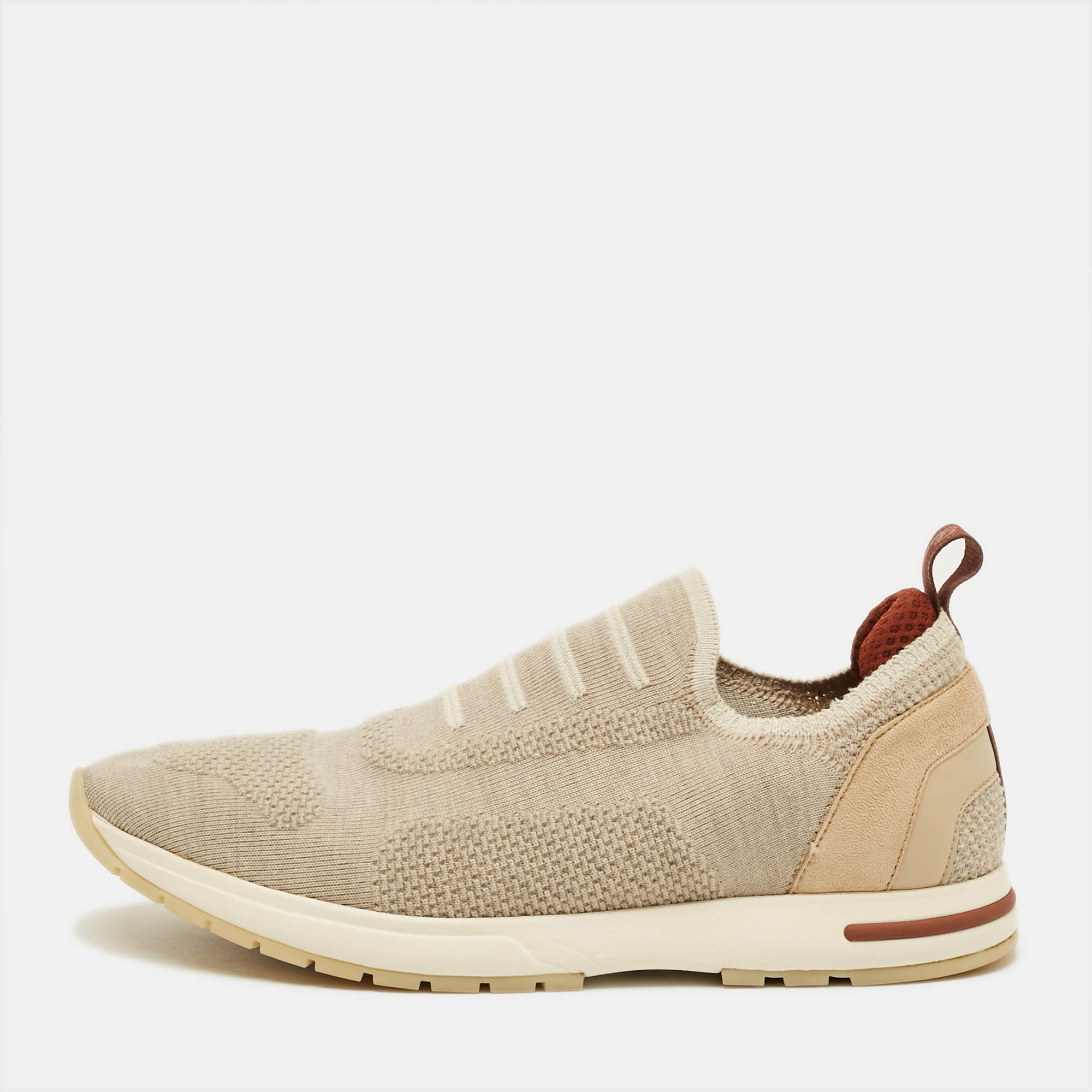 

Loro Piana 360 LP Flexy Walk Size  Beige/Grey Knit Fabric Low Top Sneakers