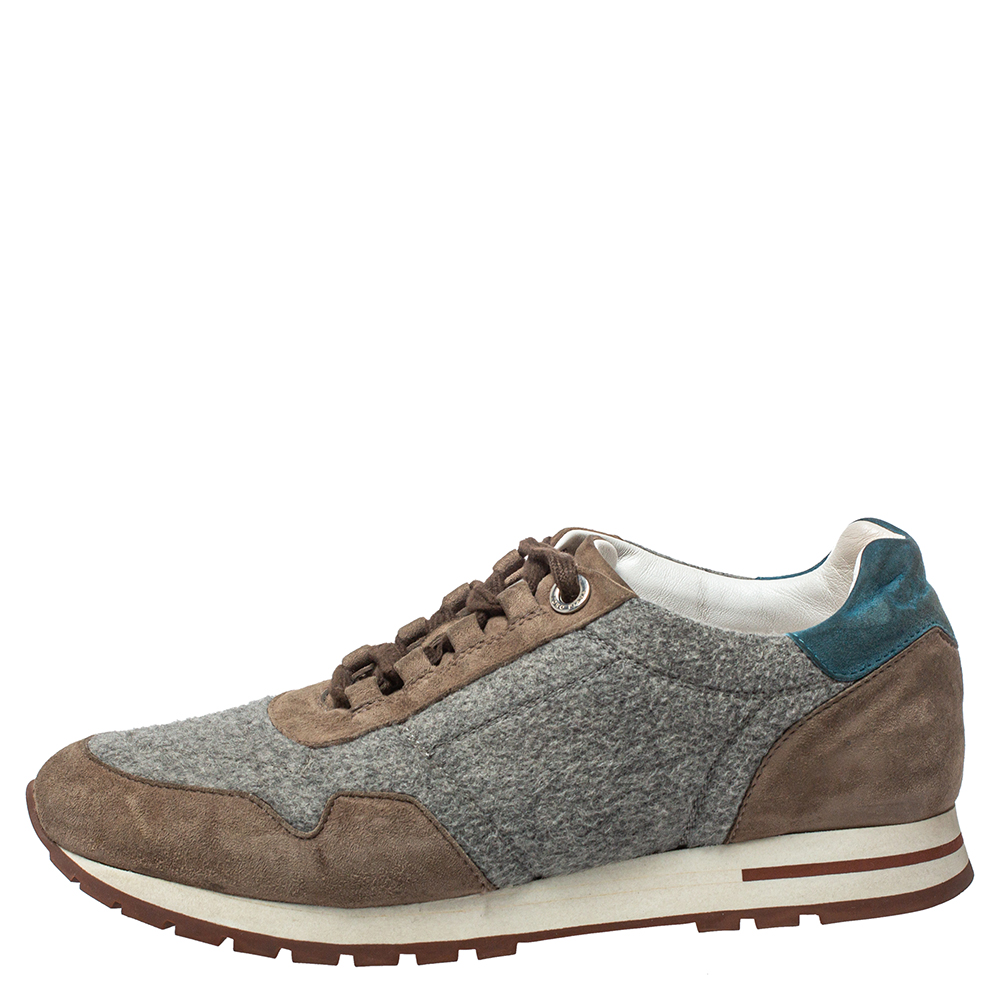 

Loro Piana Grey/Blue Suede And Fabric Low Top Sneaker Size