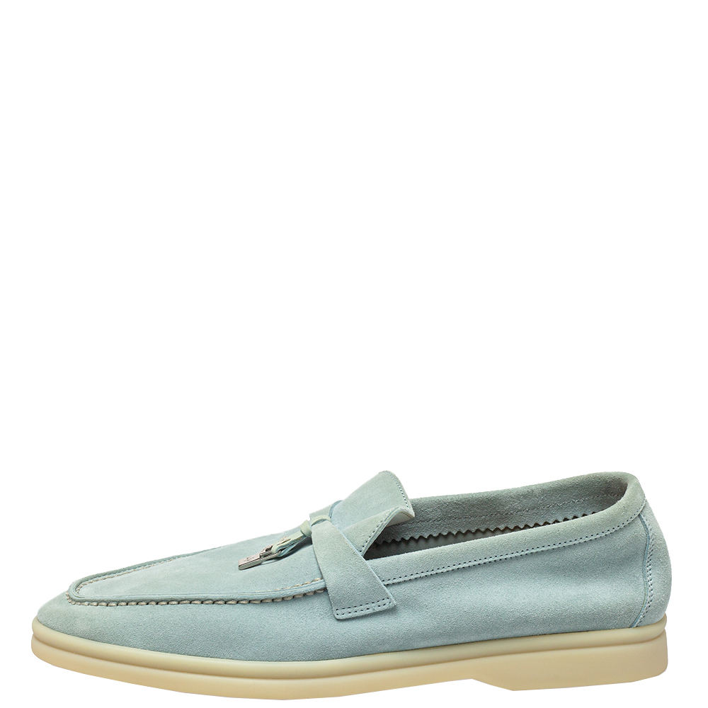 

Loro Piana Blue Suede Summer Charms Walk Slip On Loafers Size