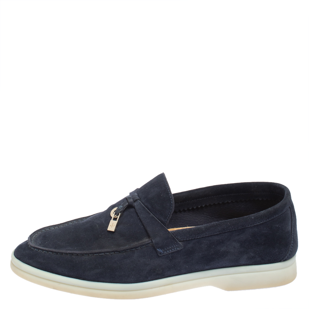 

Loro Piana Dark Blue Summer Charms Walk Loafers Size