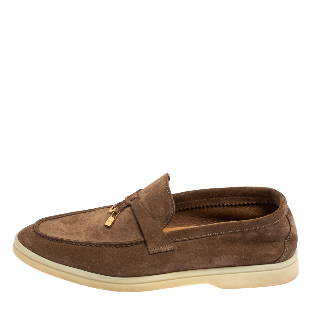 

Loro Piana Brown Suede Summer Charms Walk Slip On Loafers Size