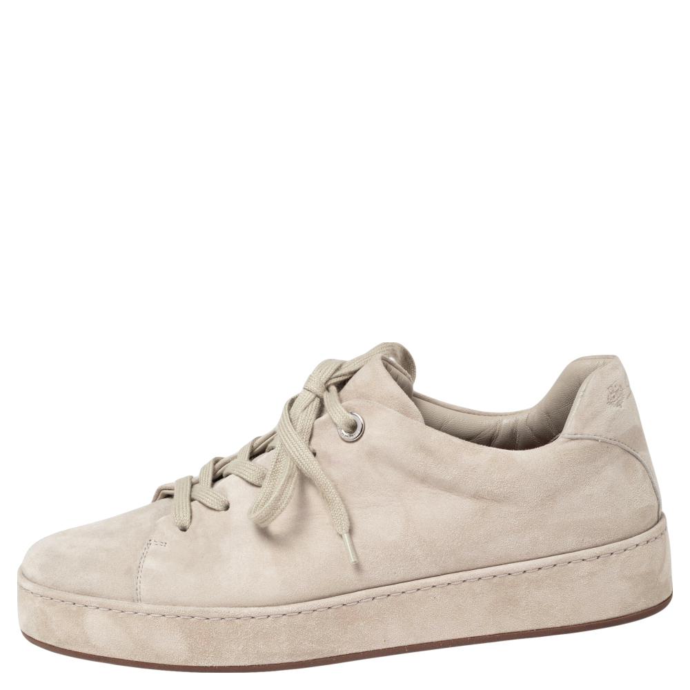 

Loro Piana Smoke Grey Suede Low Top Nuages Sneakers Size