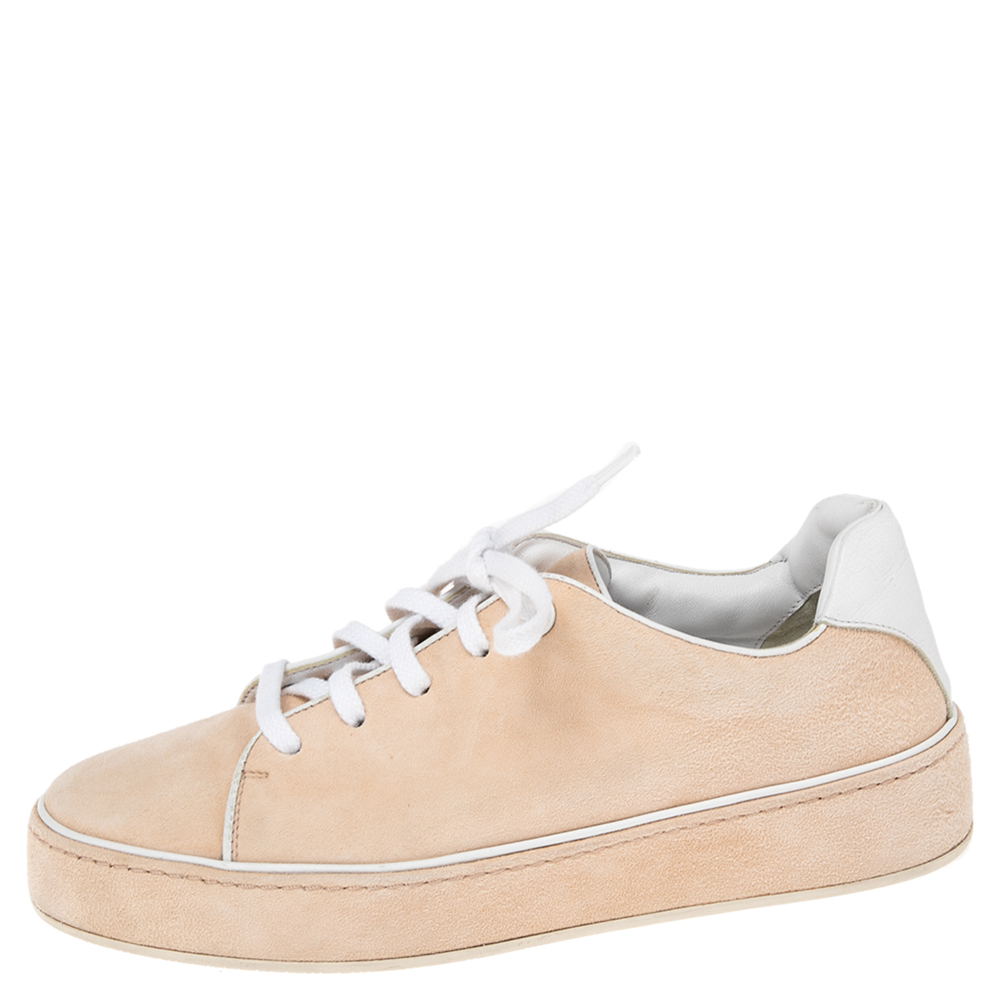 

Loro Piana Beige Suede Nuages Low Top Sneakers Size