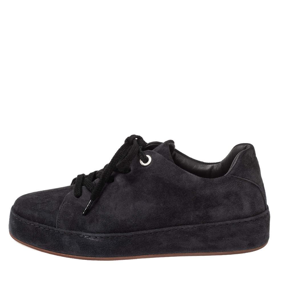 

Loro Piana Dark Grey Suede Nuages Low Top Sneakers Size